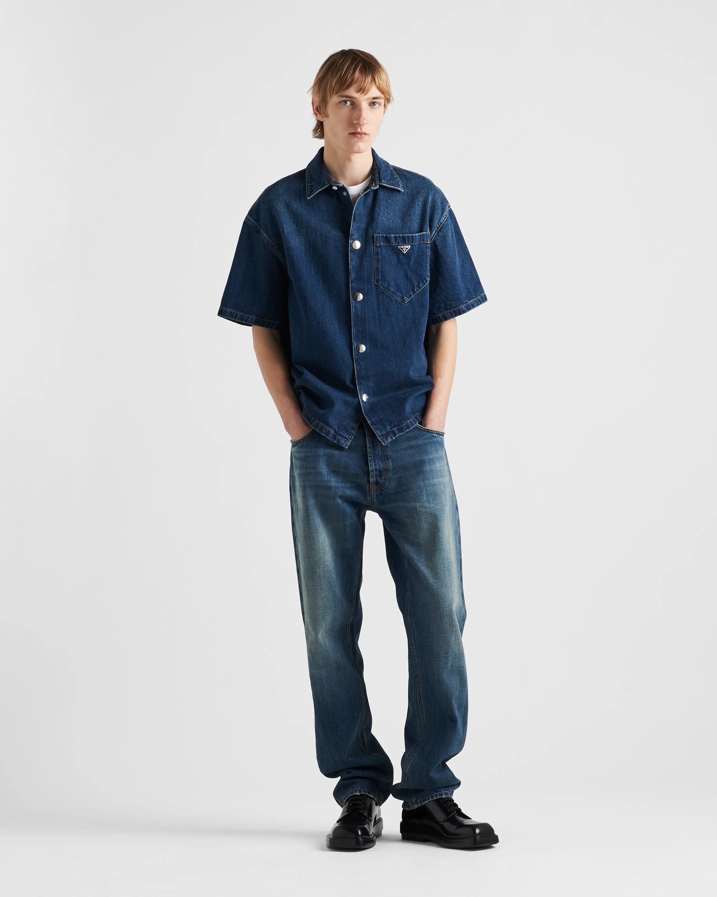 Prada o1w1db10426 Denim Shirt in Blue Size US XL / EU 56 / 4 - 2 Thumbnail
