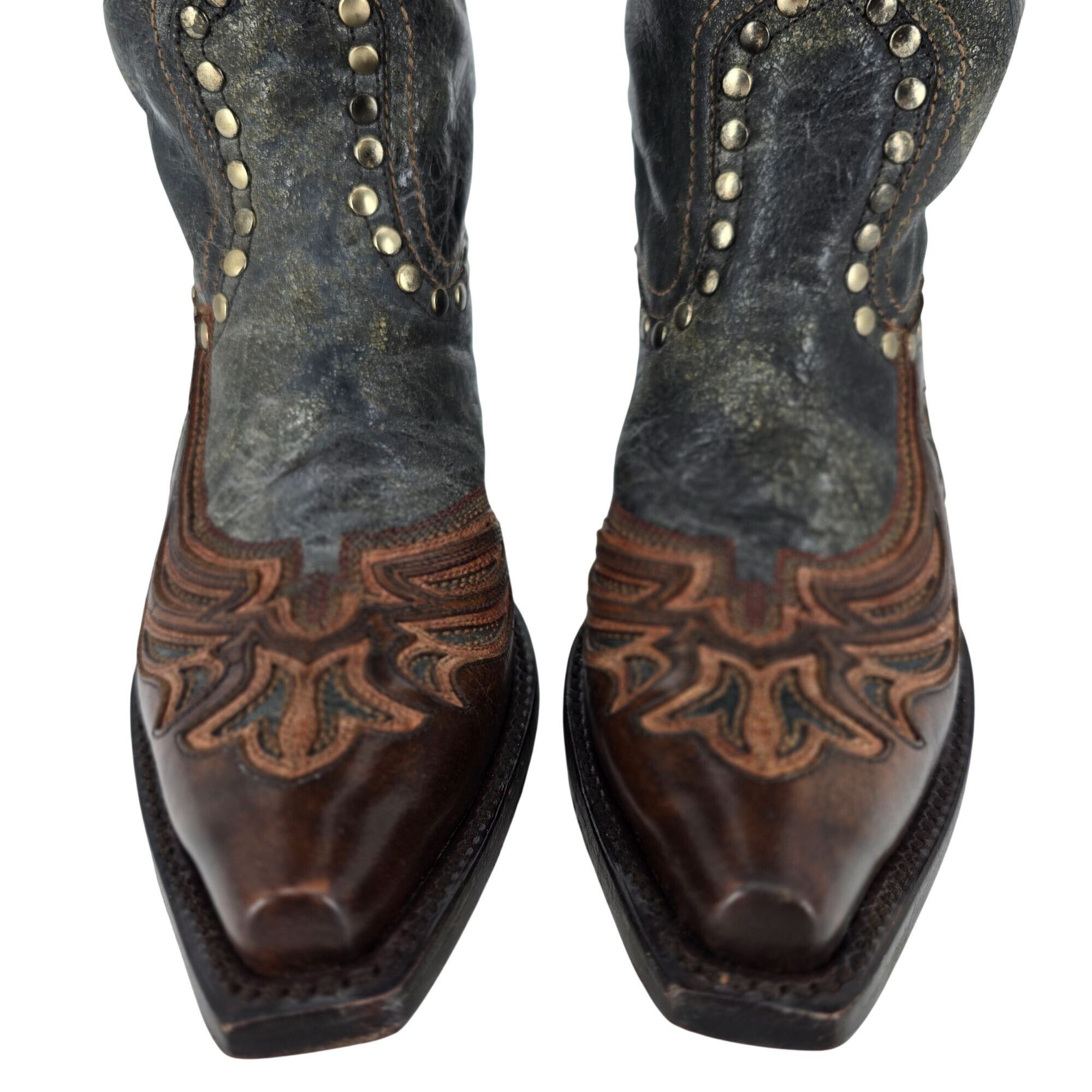 Corral Corral Cowgirl Women 6 Tall Brown Gray Studded Leather Boots Size US 6 / IT 36 - 10 Thumbnail