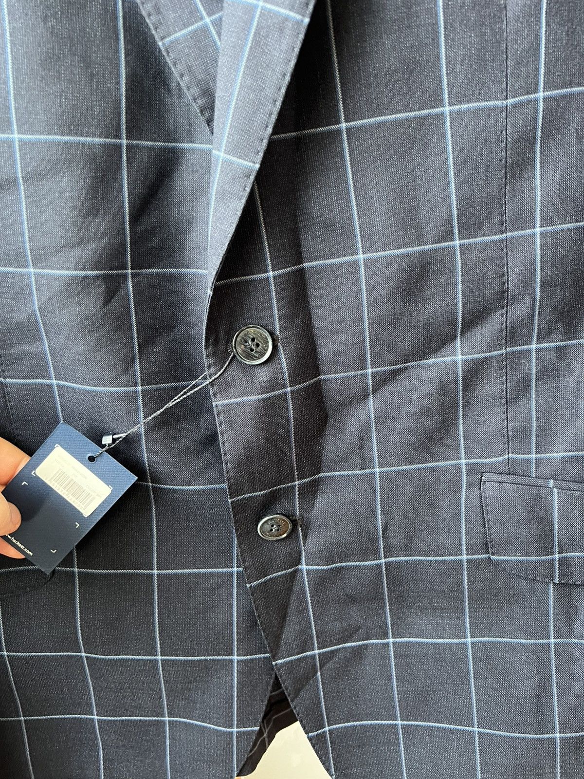 Hackett HACKETT LONDON MENS BLUE WINDOWPANE WOOL BLAZER JACKET 44R Size 44R - 6 Thumbnail