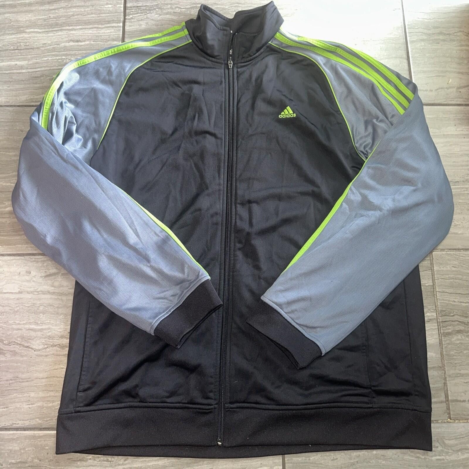 Adidas Vtg Adidas Black Gray Green Striped Jacket Size XXL Size US XXL / EU 58 / 5 - 1 Thumbnail