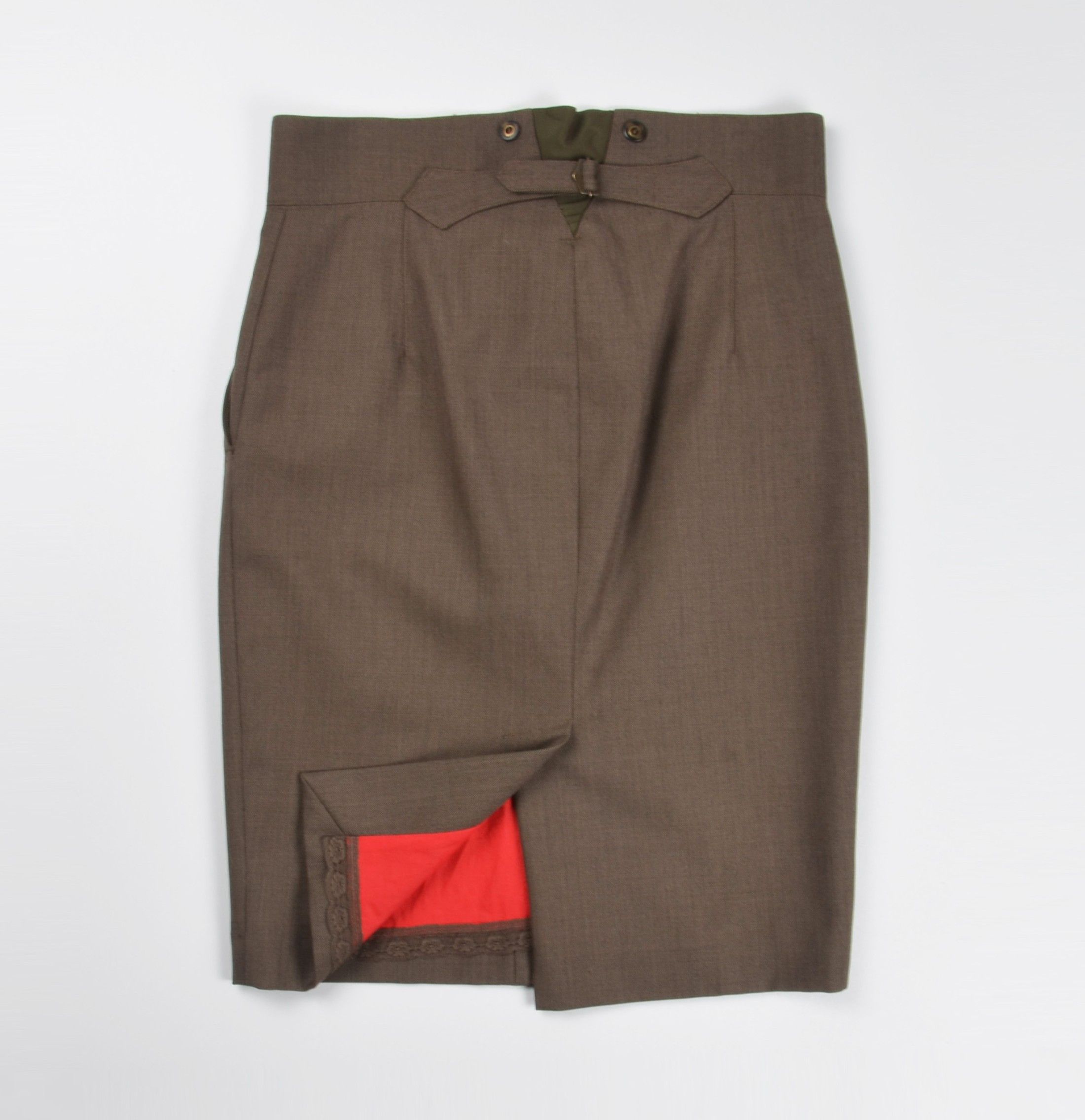 Paul Smith Vintage Paul Smith Wool Brown Straight Detailed Skirt Size 30" / US 8 / IT 44 - 4 Thumbnail
