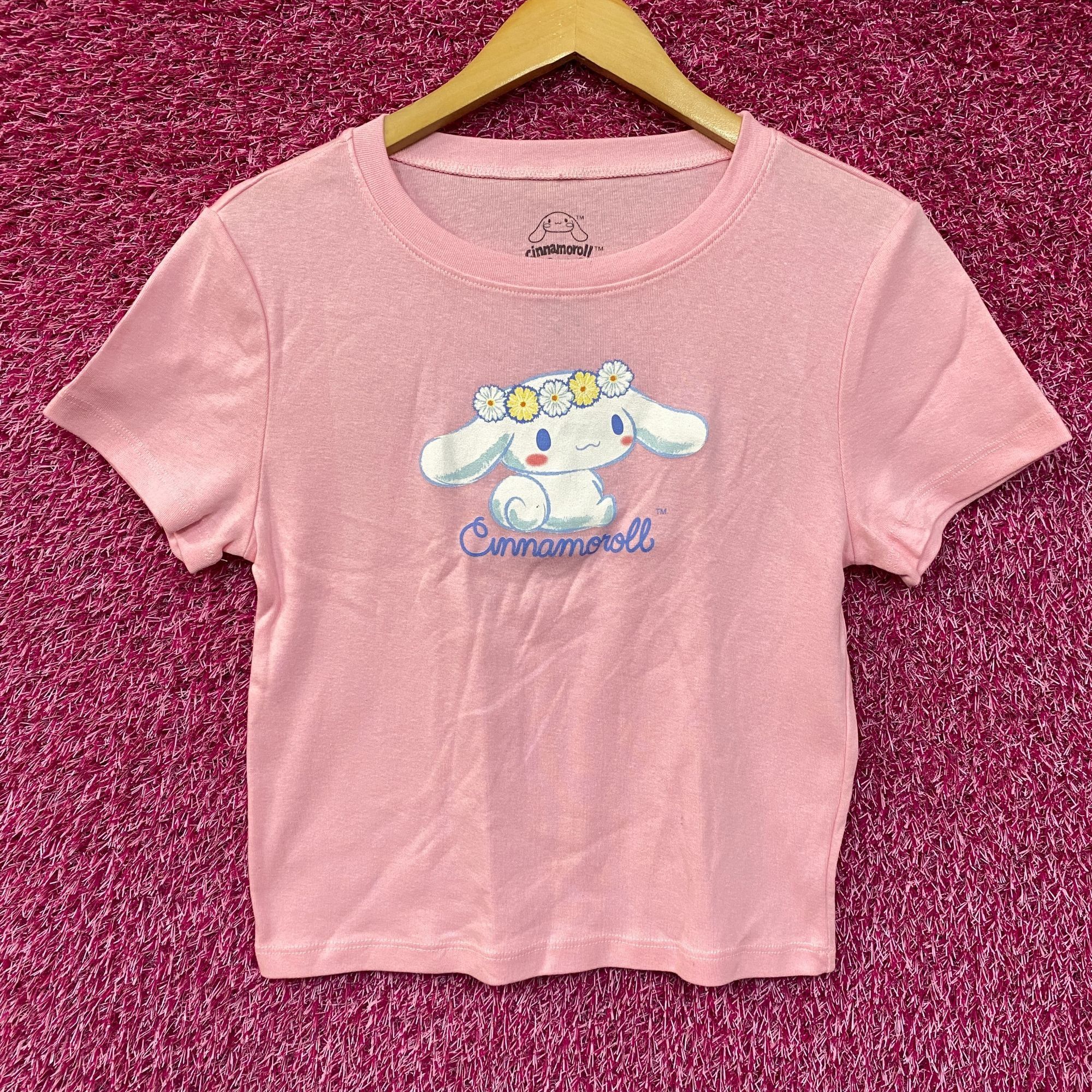 Other Sanrio Cinnnamoroll Flower Crown Pink Croptop T-Shirt Large Size L / US 10 / IT 46 - 1 Thumbnail