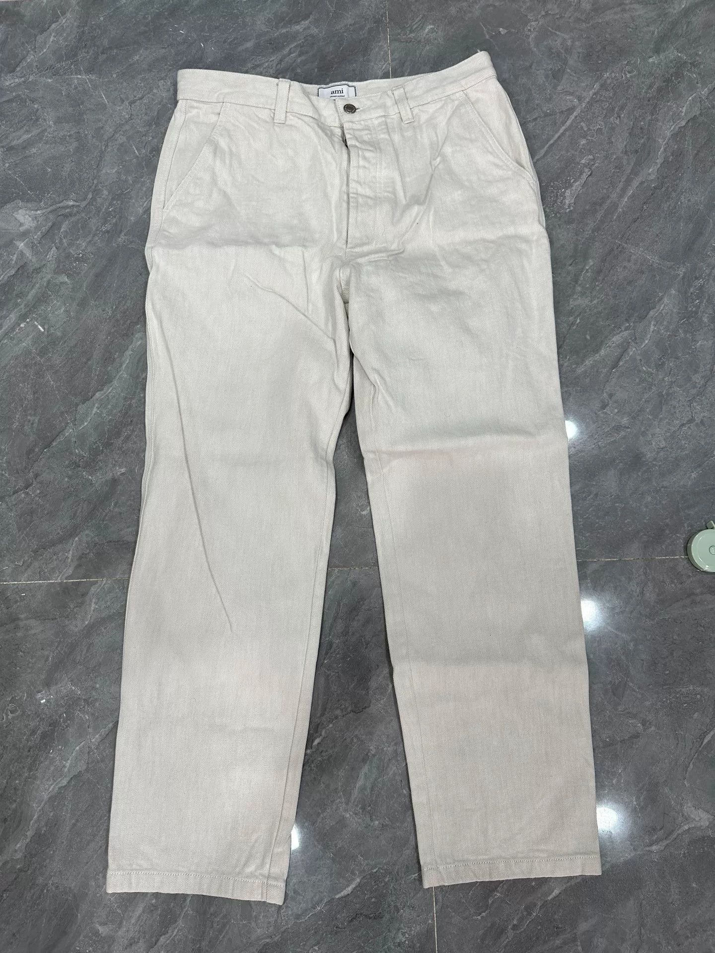 AMI AMI Beige Wide-Leg Denim Trousers Size US 34 / EU 50 - 1 Thumbnail