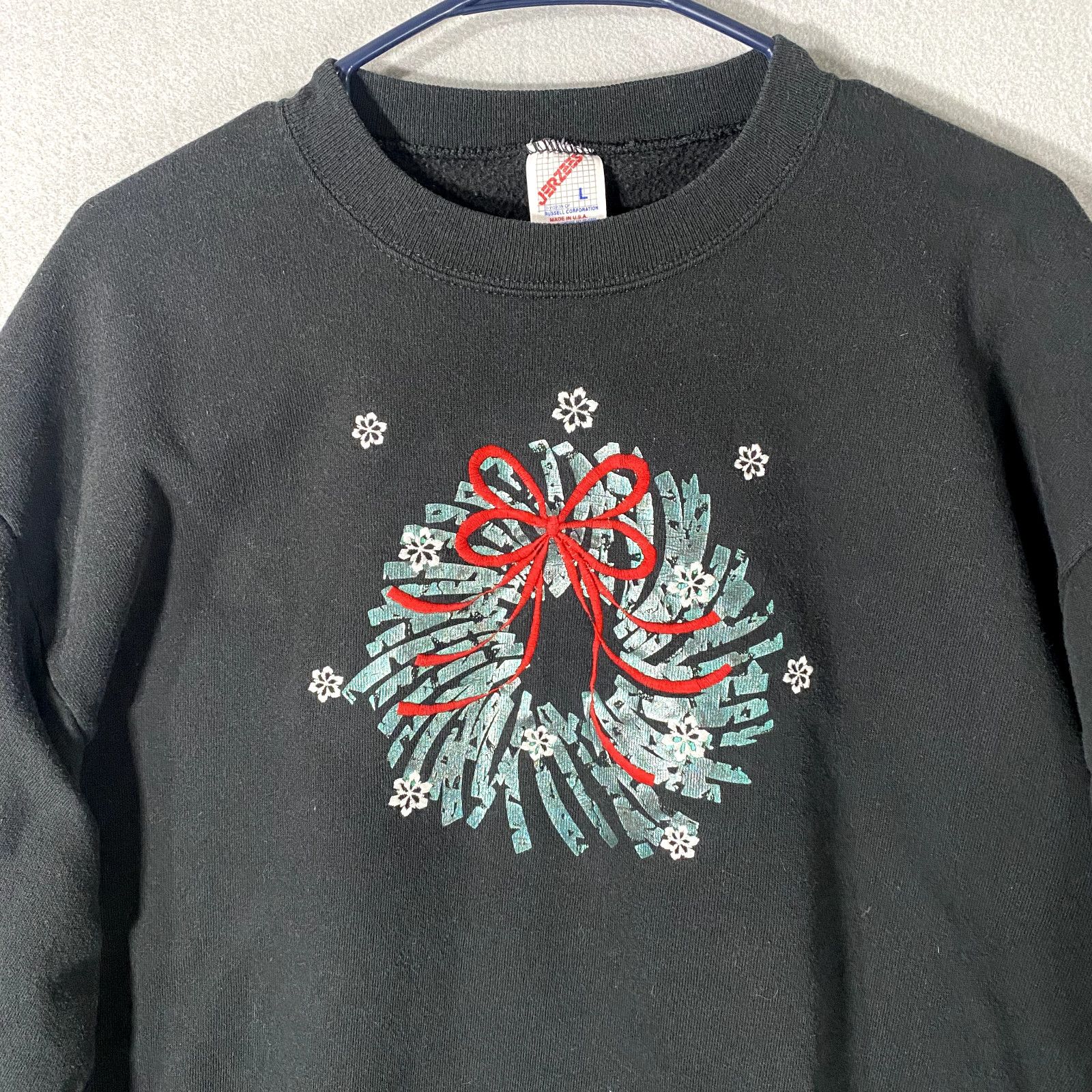 Jerzees Vtg Jerzees Holiday Christmas Wreath Sweatshirt Black Large Size US L / EU 52-54 / 3 - 2 Thumbnail