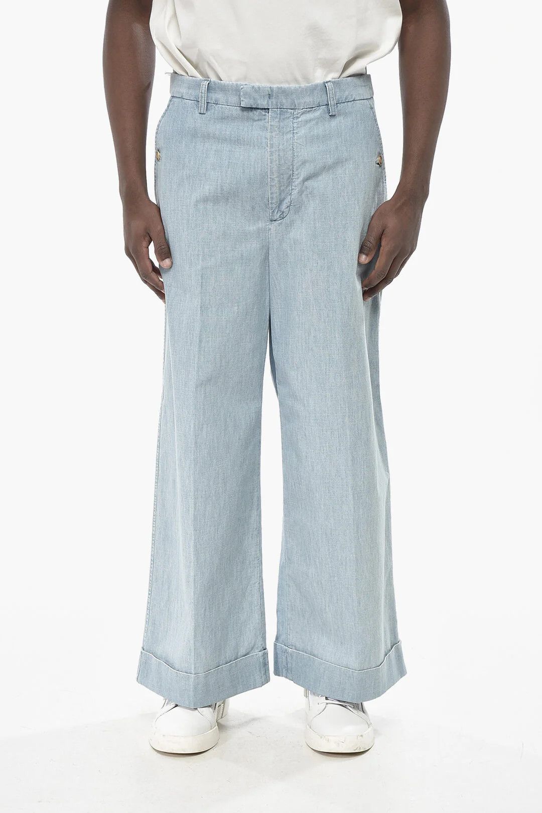 Valentino og1mm0426 Wide-Leg Jeans in Blue Size US 32 / EU 48 - 1 Thumbnail