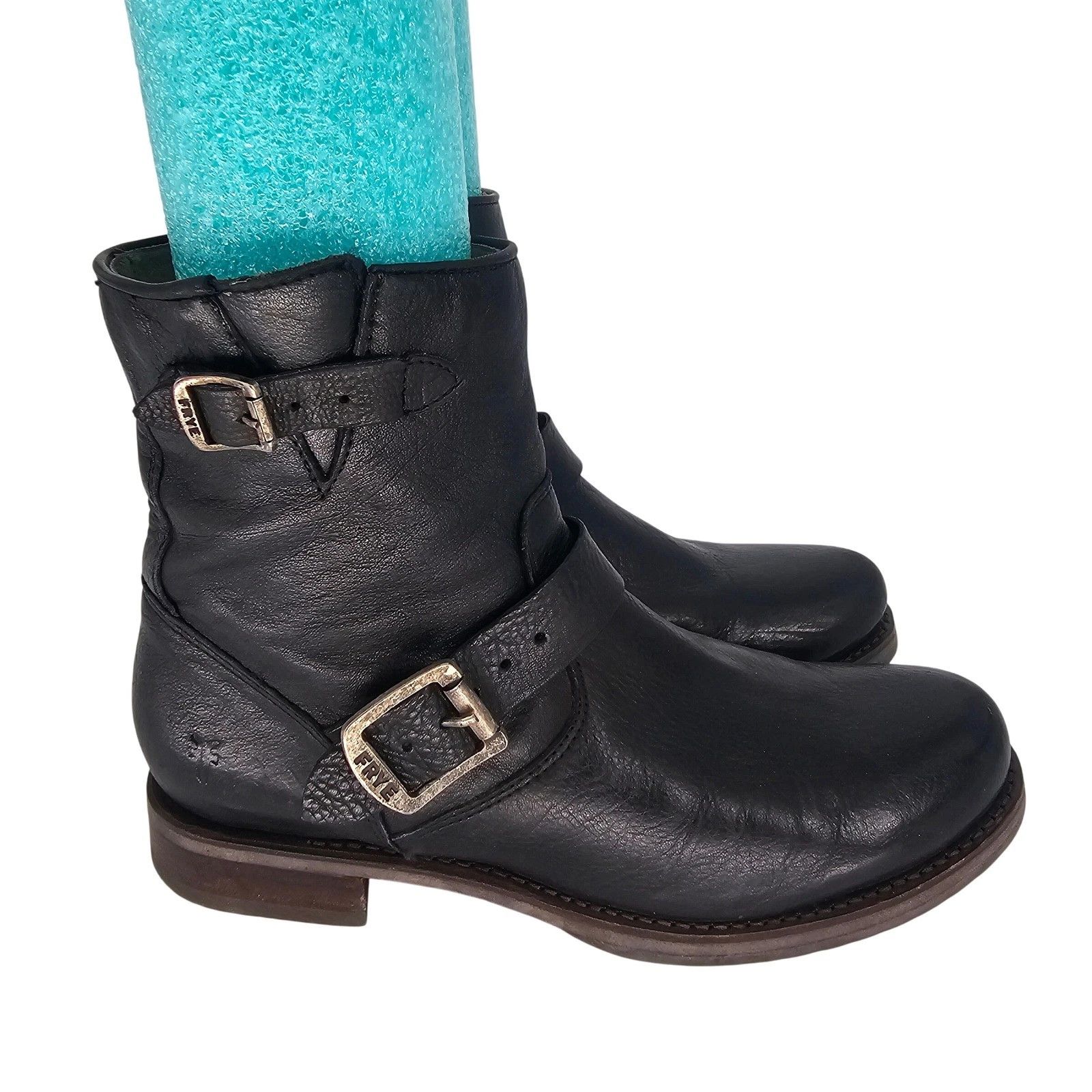 Frye Engineer Boots Black Leather 8.5 Motorcycle Biker
