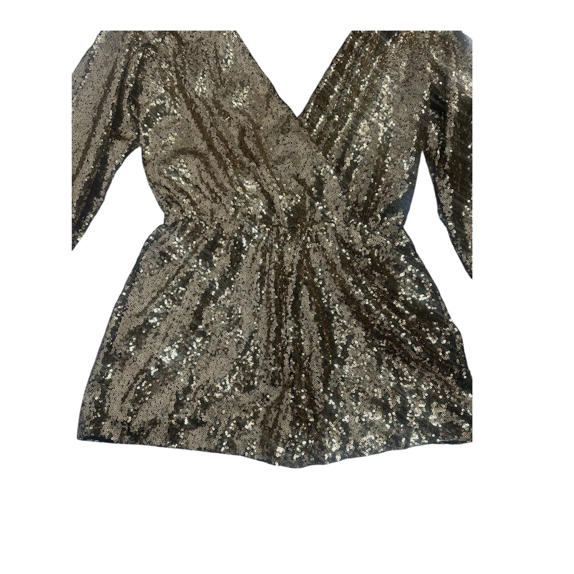 Other Boutique Style Women’s Gold Sequin Romper Large Long Sleeve Size 26" / US 2 / IT 38 - 8 Thumbnail