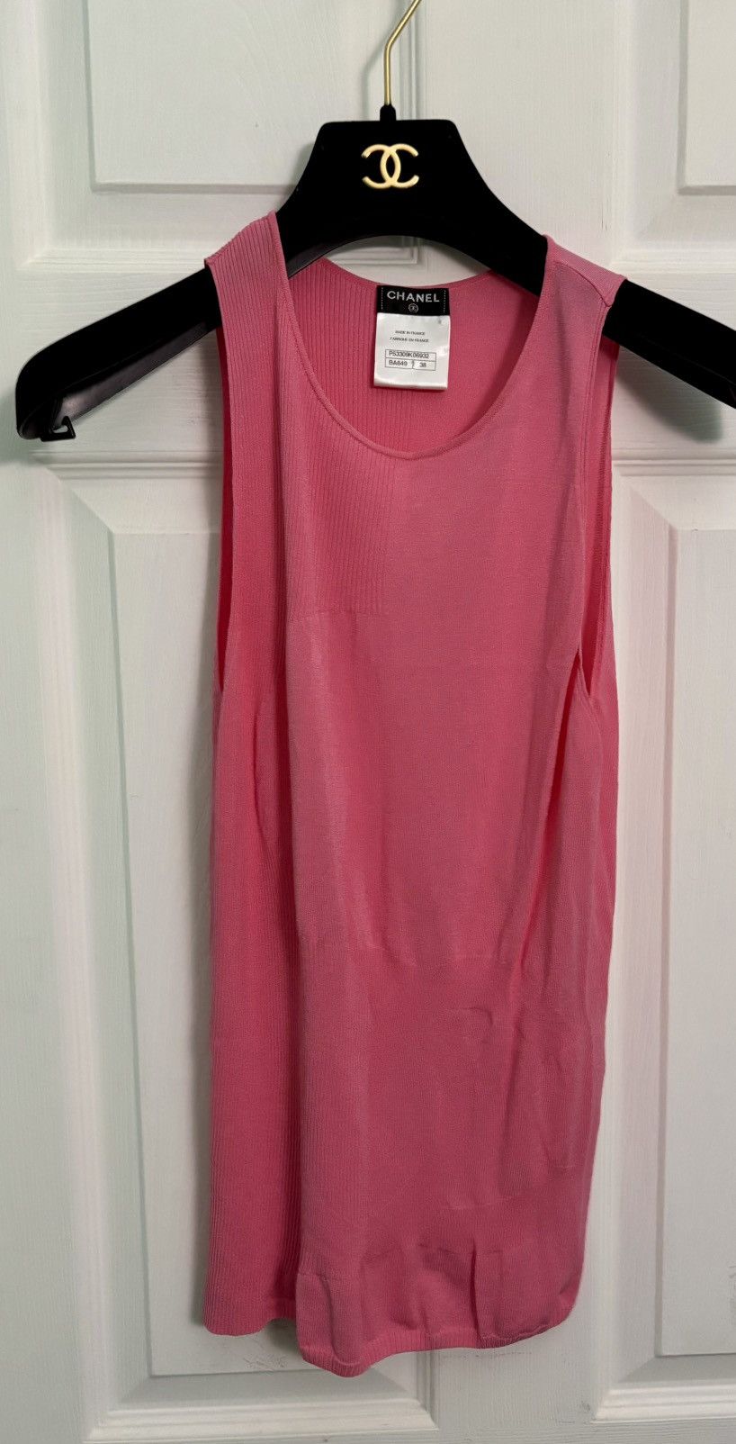 Chanel Chanel CC Pink Knit Top Size 38. Rare Tank Size L / US 10 / IT 46 - 2 Thumbnail