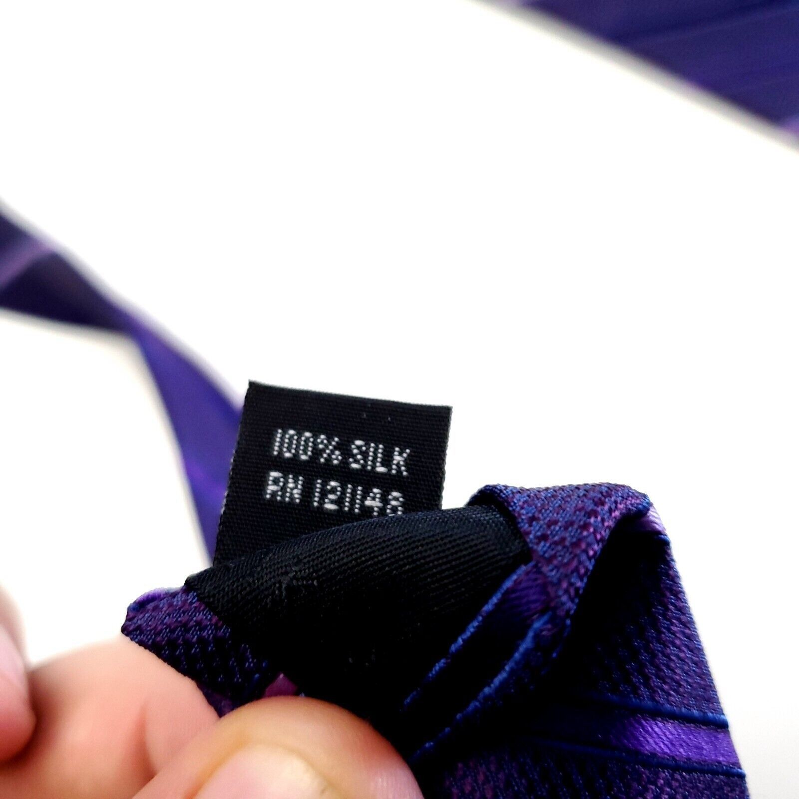Calvin Klein Calvin Klein Woven Purple Striped Silk Tie Size ONE SIZE - 4 Thumbnail