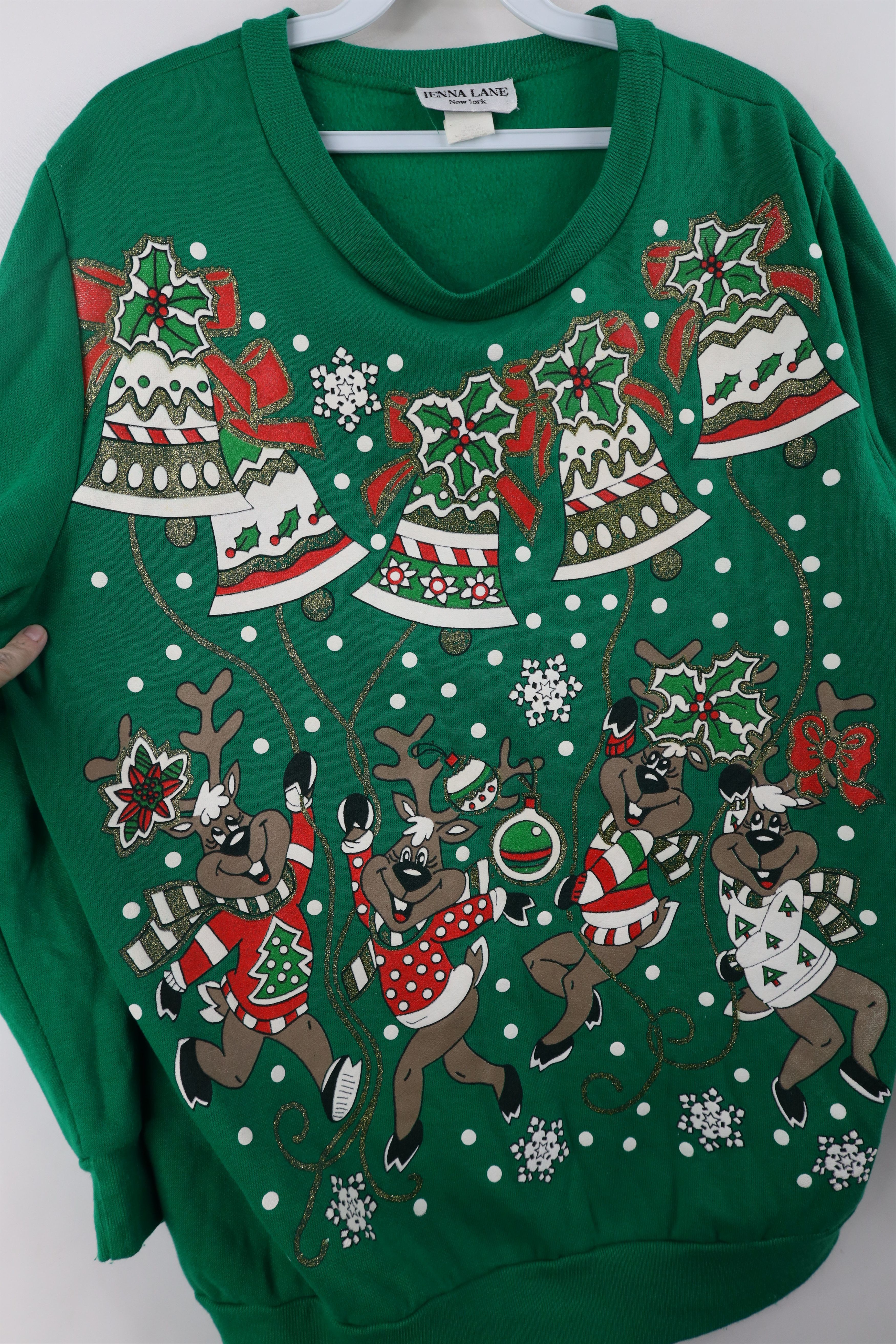 Vintage Vintage 90s Streetwear Reindeer Snowflake Sweatshirt USA Size L / US 10 / IT 46 - 4 Thumbnail