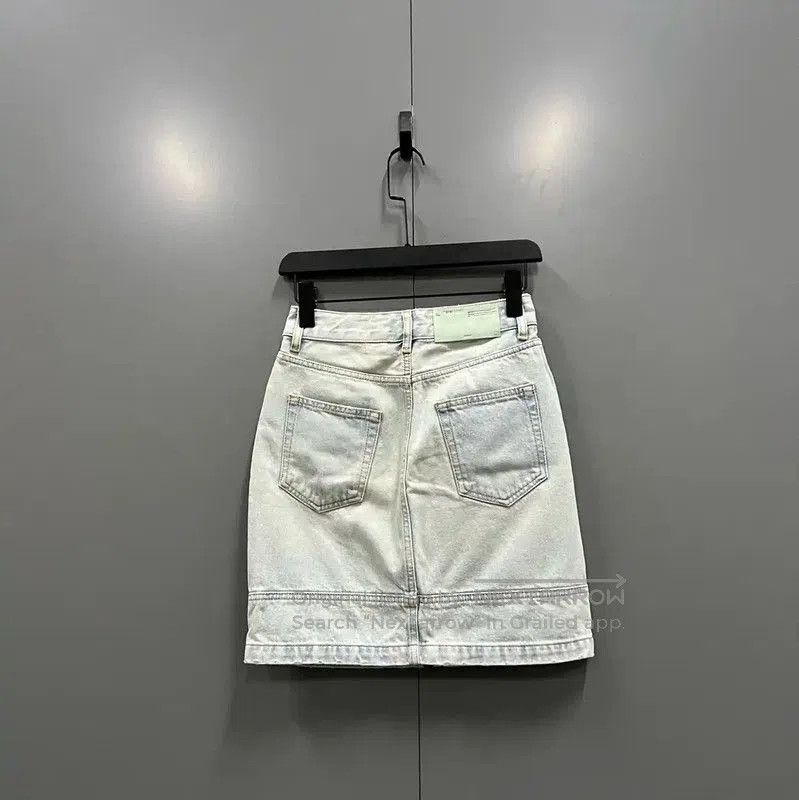 Off-White Off-White Blue Cotton Summer Mini Skirt . Size 28" / US 6 / IT 42 - 2 Thumbnail