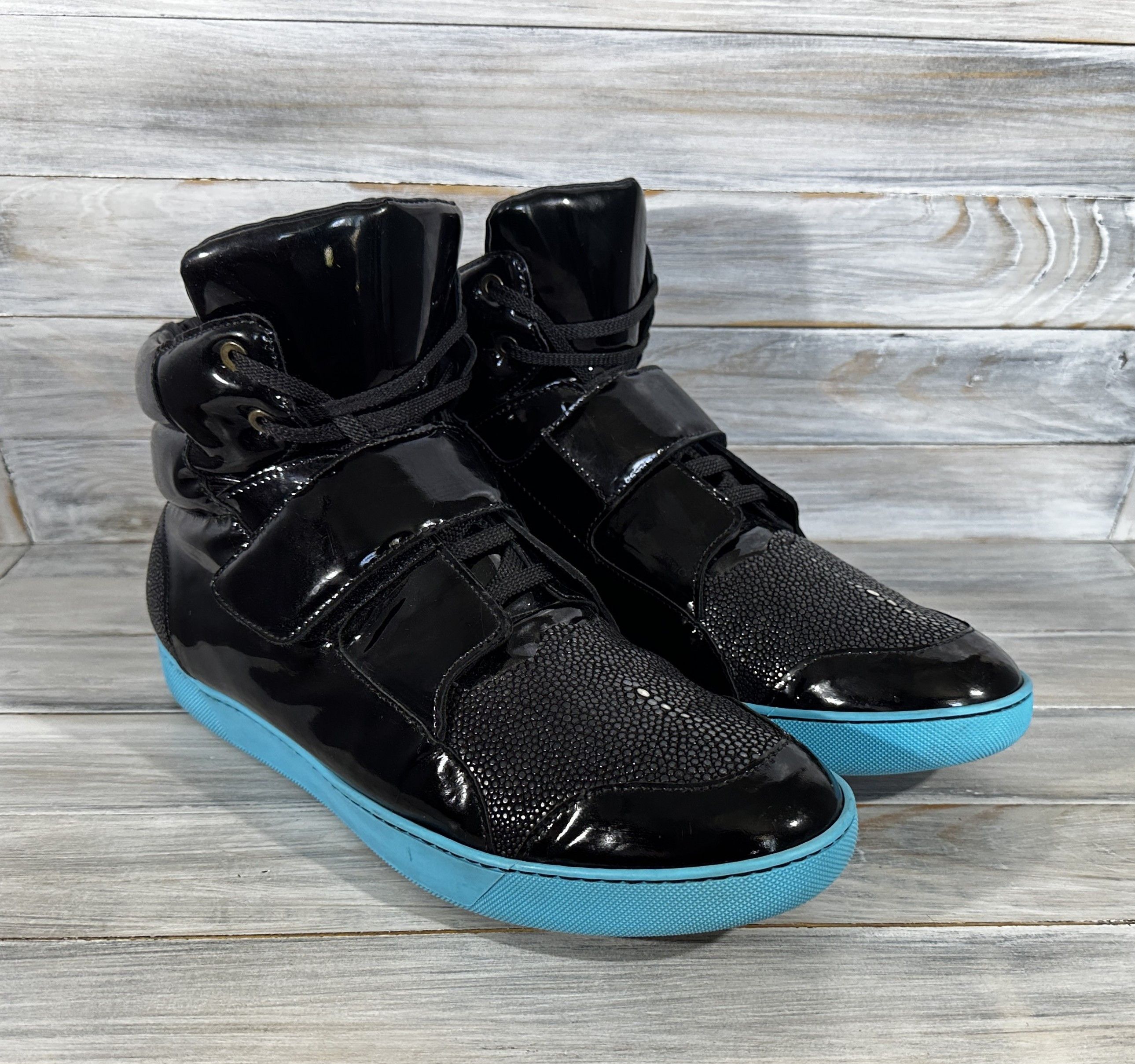Leather Stress By Navyboot SBNB Men's Patent Leather Mid Sneakers Size US 11 / EU 44 - 4 Thumbnail