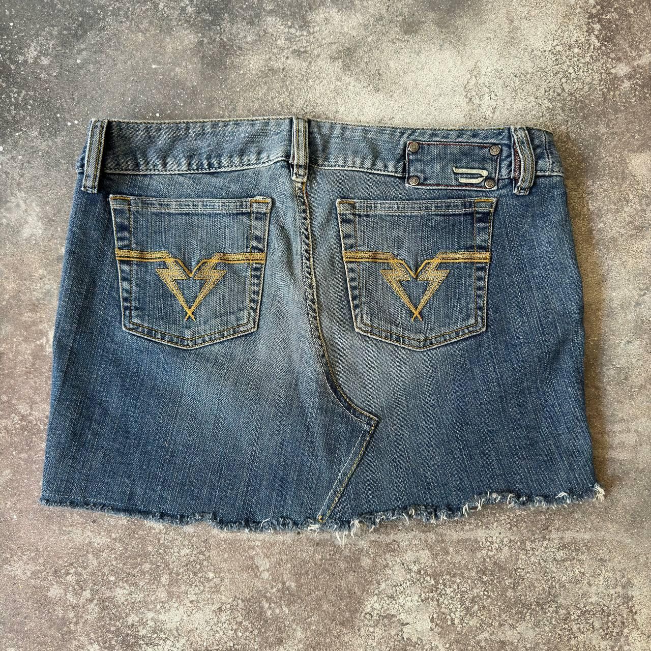 Diesel Y2K Diesel Asymmetric Distressed Washed Denim Mini Skirt Size 32" / US 10 / IT 46 - 2 Thumbnail