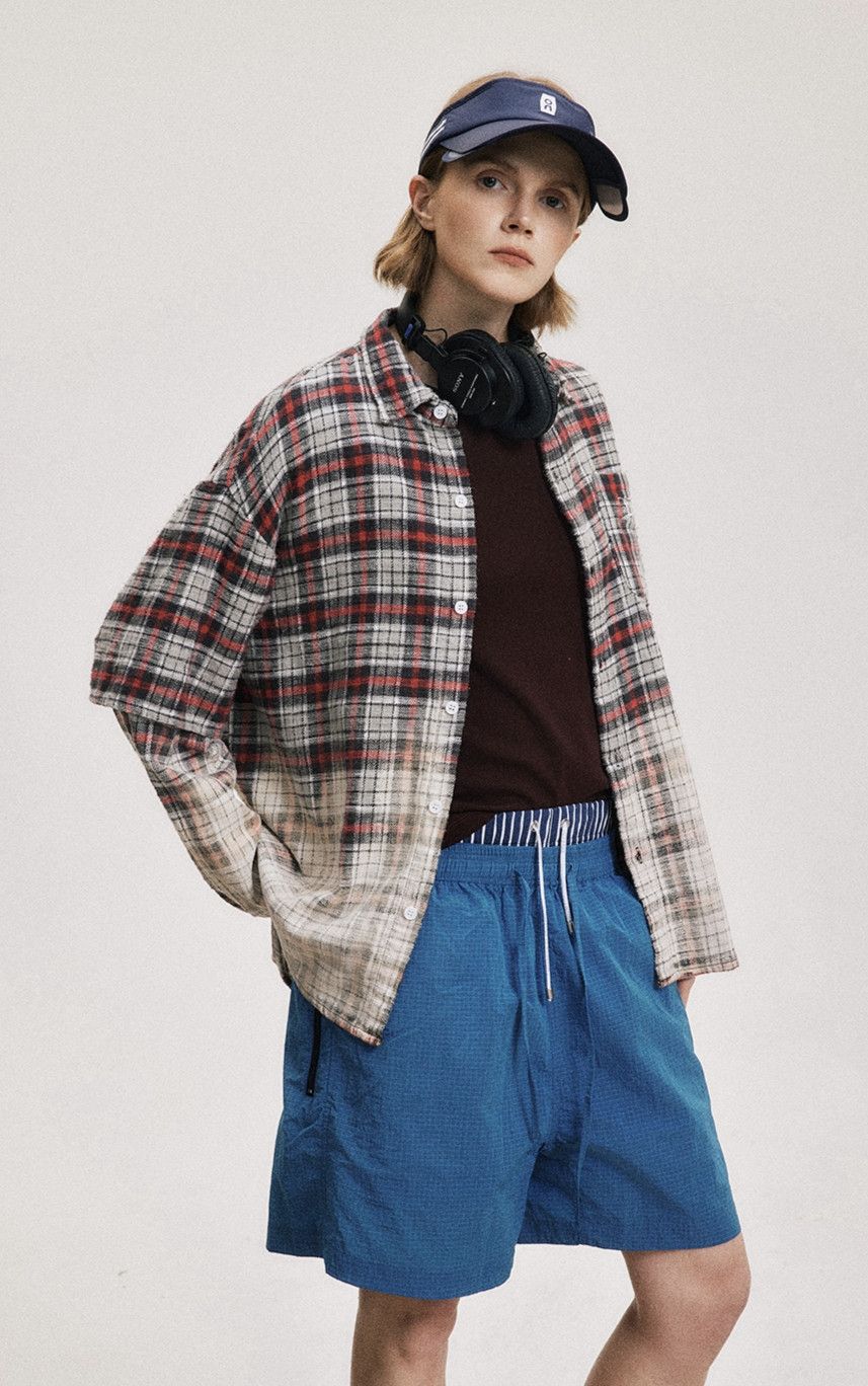 Japanese Brand × Vintage Gradient Dyed Plaid Long Sleeve Size US XL / EU 56 / 4 - 6 Thumbnail