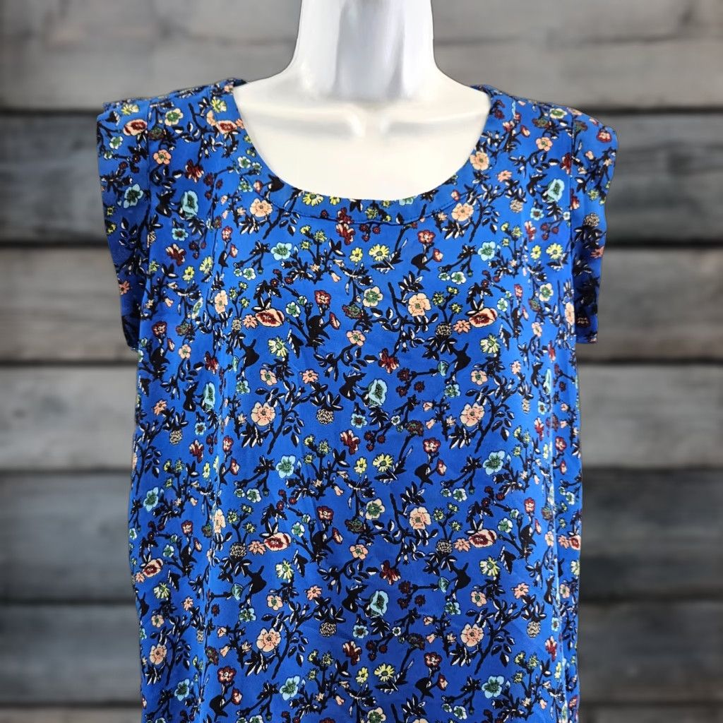 Vintage VINTAGE Pleione Womens Top Sz Small Blue Red Floral Size S / US 4 / IT 40 - 1 Thumbnail