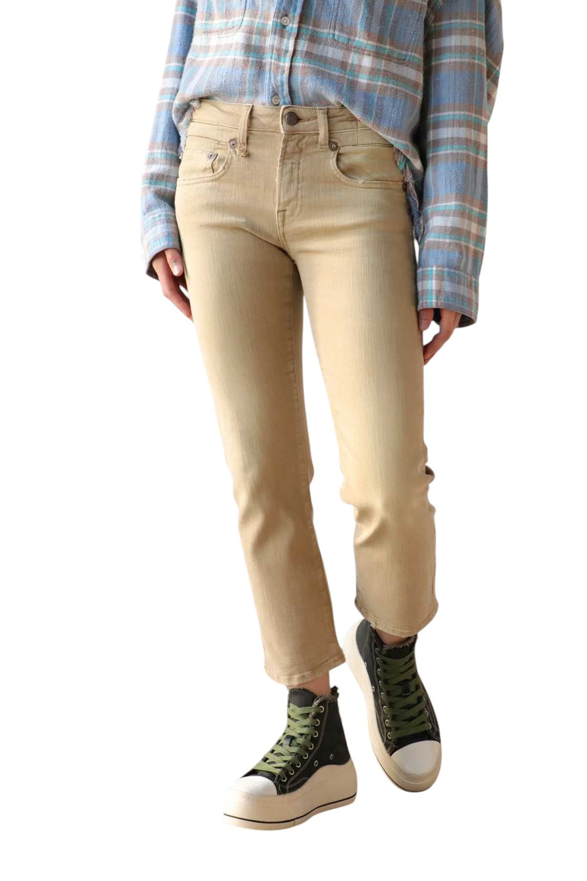 BOY STRAIGHT 29 Khaki Stretch Faded Ankle Casual 86283