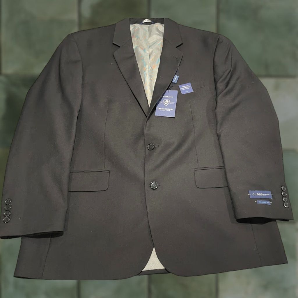 Croft & Barrow CROFT&BARROW Mens Blazer Sport Coat Jacket 44R Black Classic fit Suit Suits Size 44R - 1 Thumbnail
