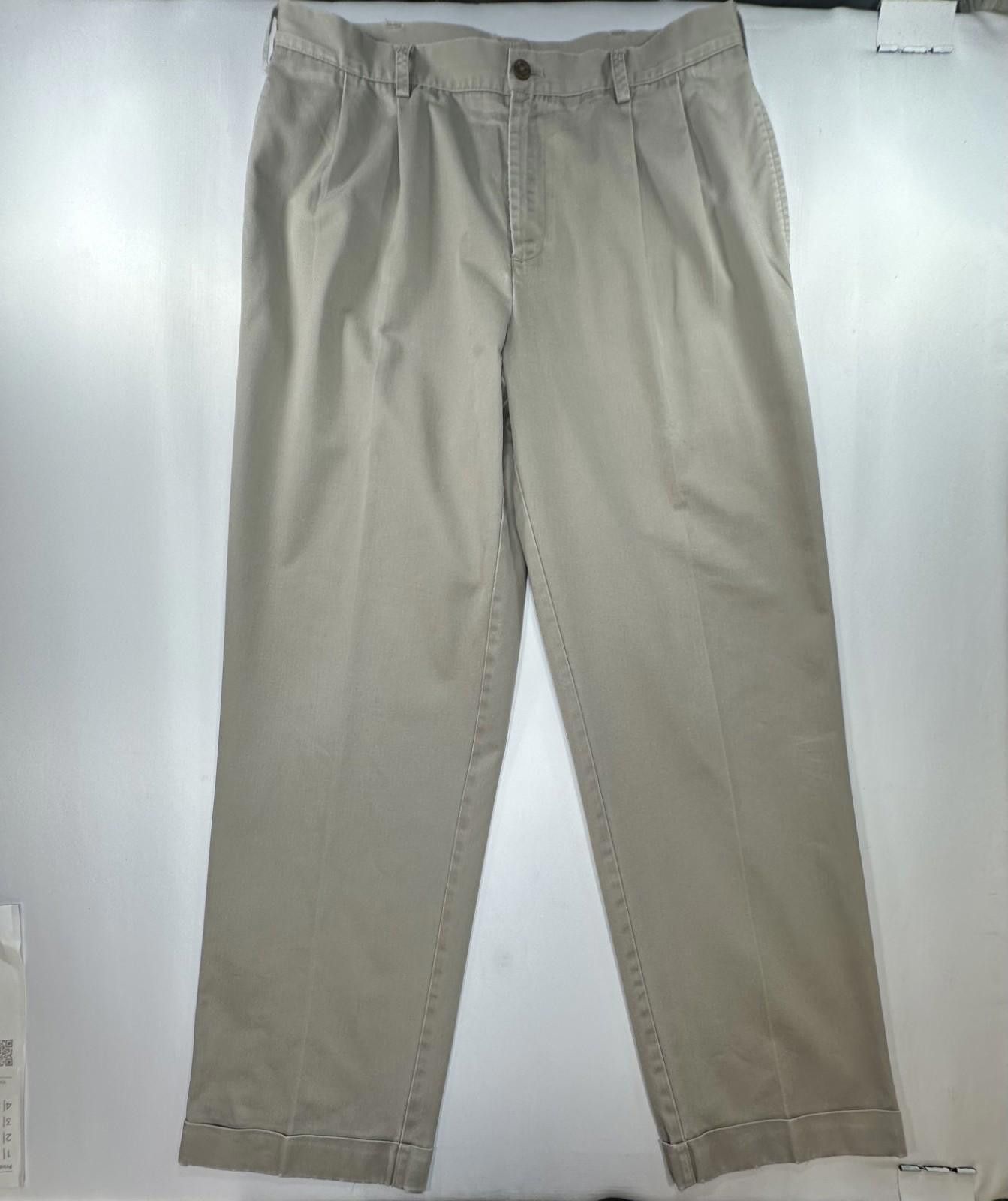 Izod Izod Pleated Straight Leg Chinos Brown Mens 38/34 Size US 38 / EU 54 - 1 Thumbnail