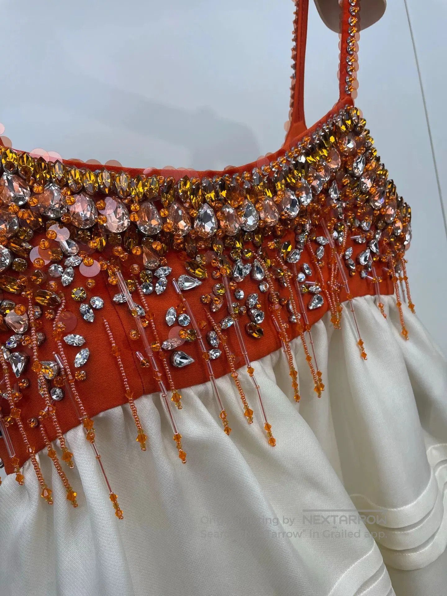Miu Miu Miu Miu Orange White Beaded Slip Dress. Size S / US 4 / IT 40 - 3 Thumbnail