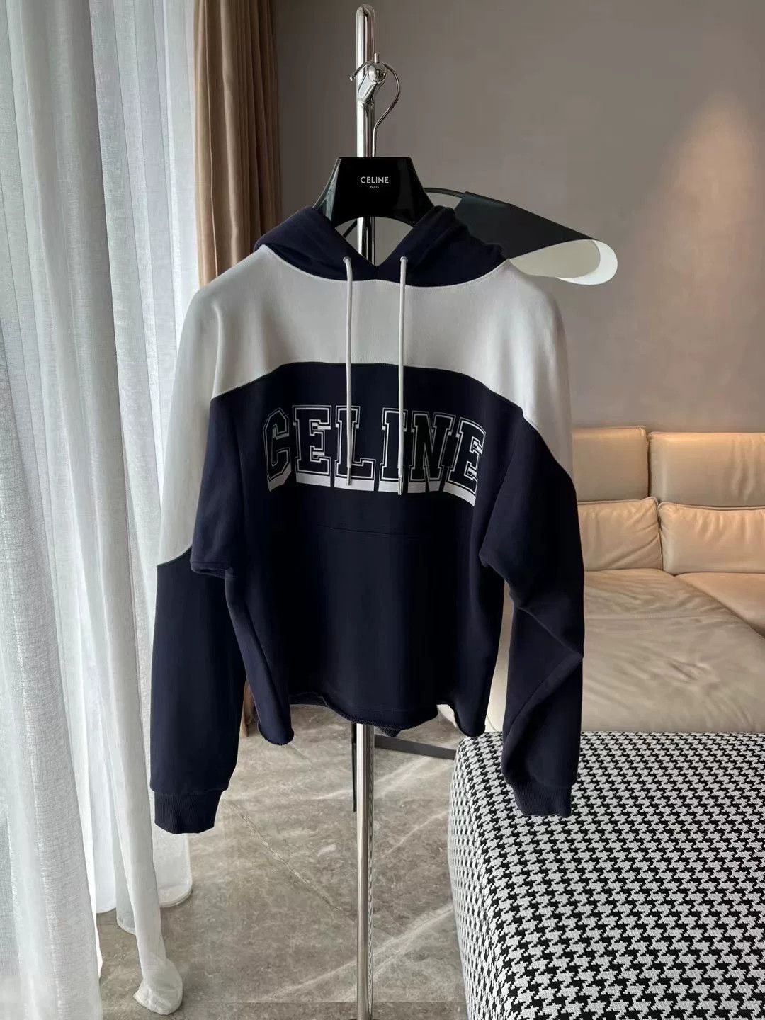 Celine Celine Blue White Letter Hoodie Size S / US 4 / IT 40 - 1 Thumbnail