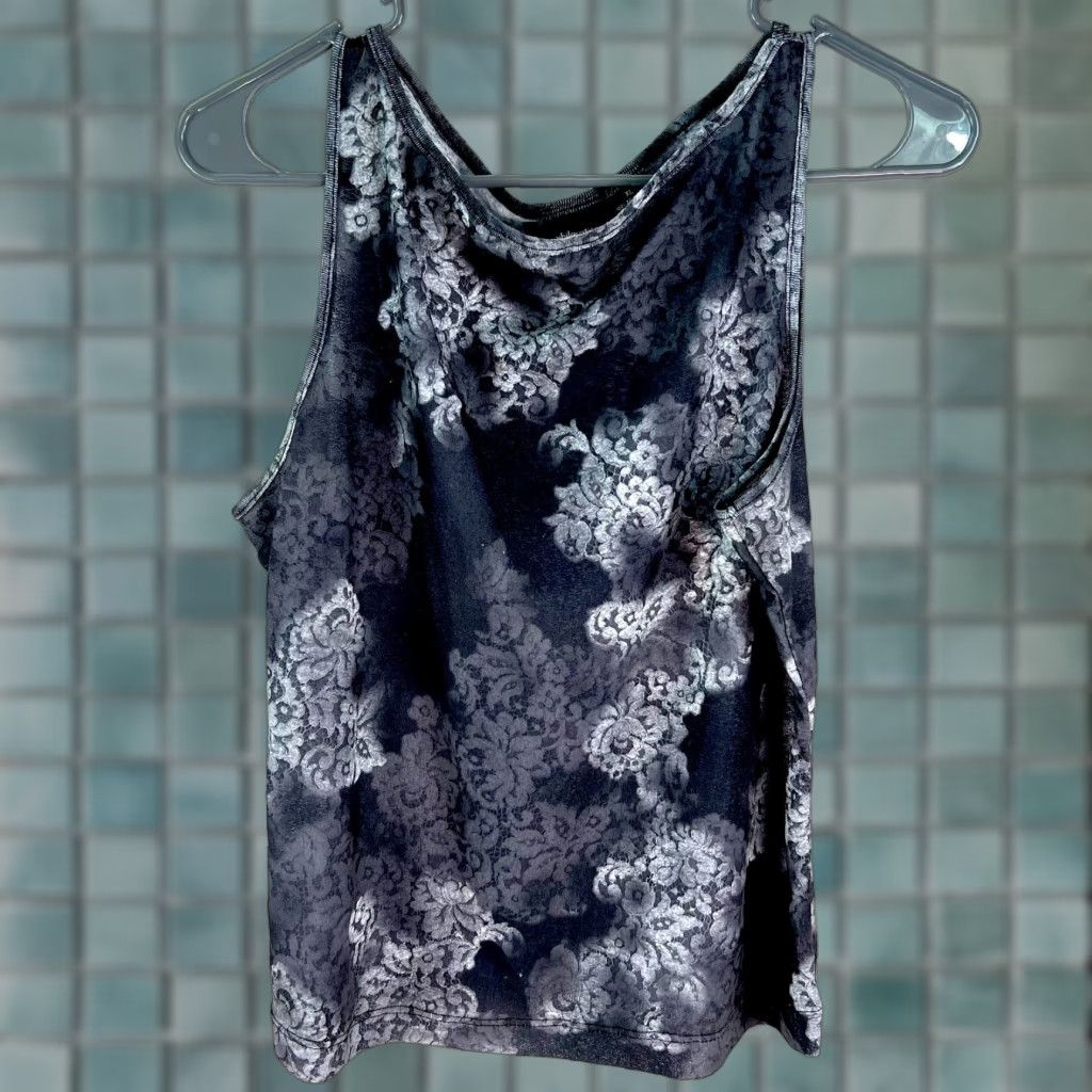 Vintage Xhilaration Womens Sleeveless Tank Top Floral Gray XL Pullover Round Neck Casual Shirt Size XL / US 12-14 / IT 48-50 - 1 Thumbnail