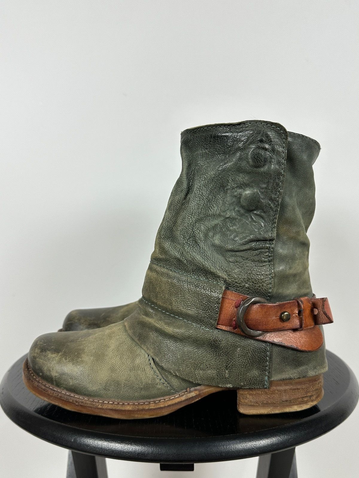 A.S.98 A.S.98. Airstep Leather Biker Ankle Buckle Strap Boots Size US 6 / IT 36 - 2 Thumbnail