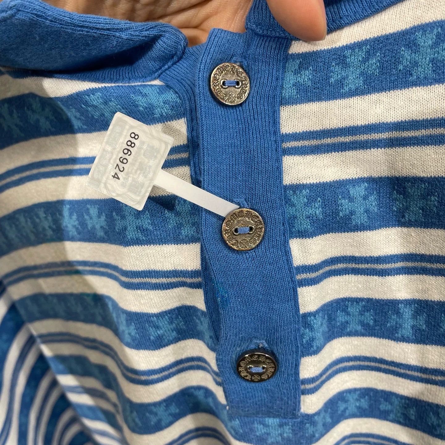 Chrome Hearts Chrome Hearts Blue-White Stripe Sword 3 Silver LS Polo M Size US M / EU 48-50 / 2 - 4 Thumbnail