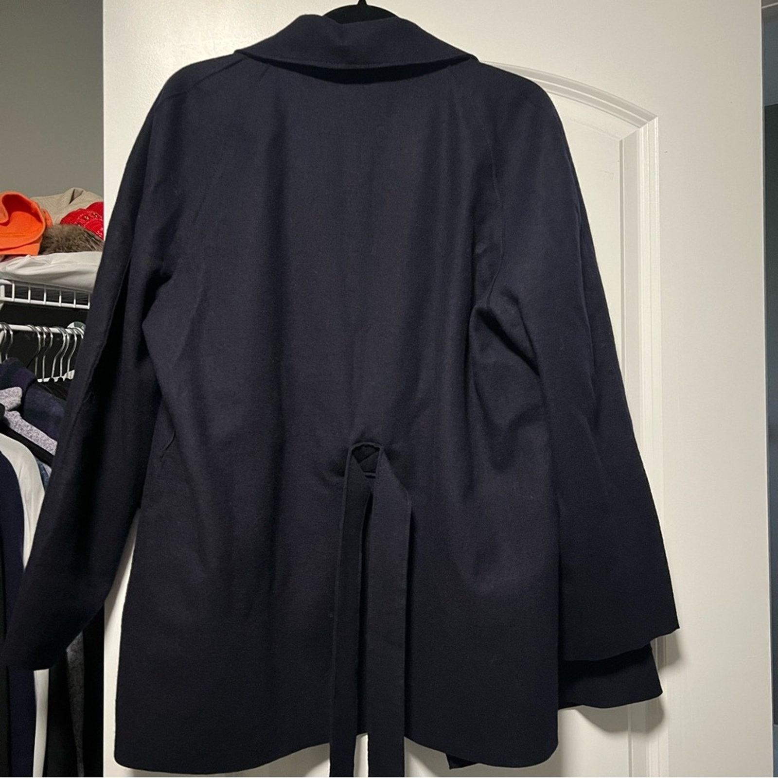 Arket NWT ARKET Belted Wool Jersey Jacket Dark Navy Blue Large Size L / US 10 / IT 46 - 9 Thumbnail