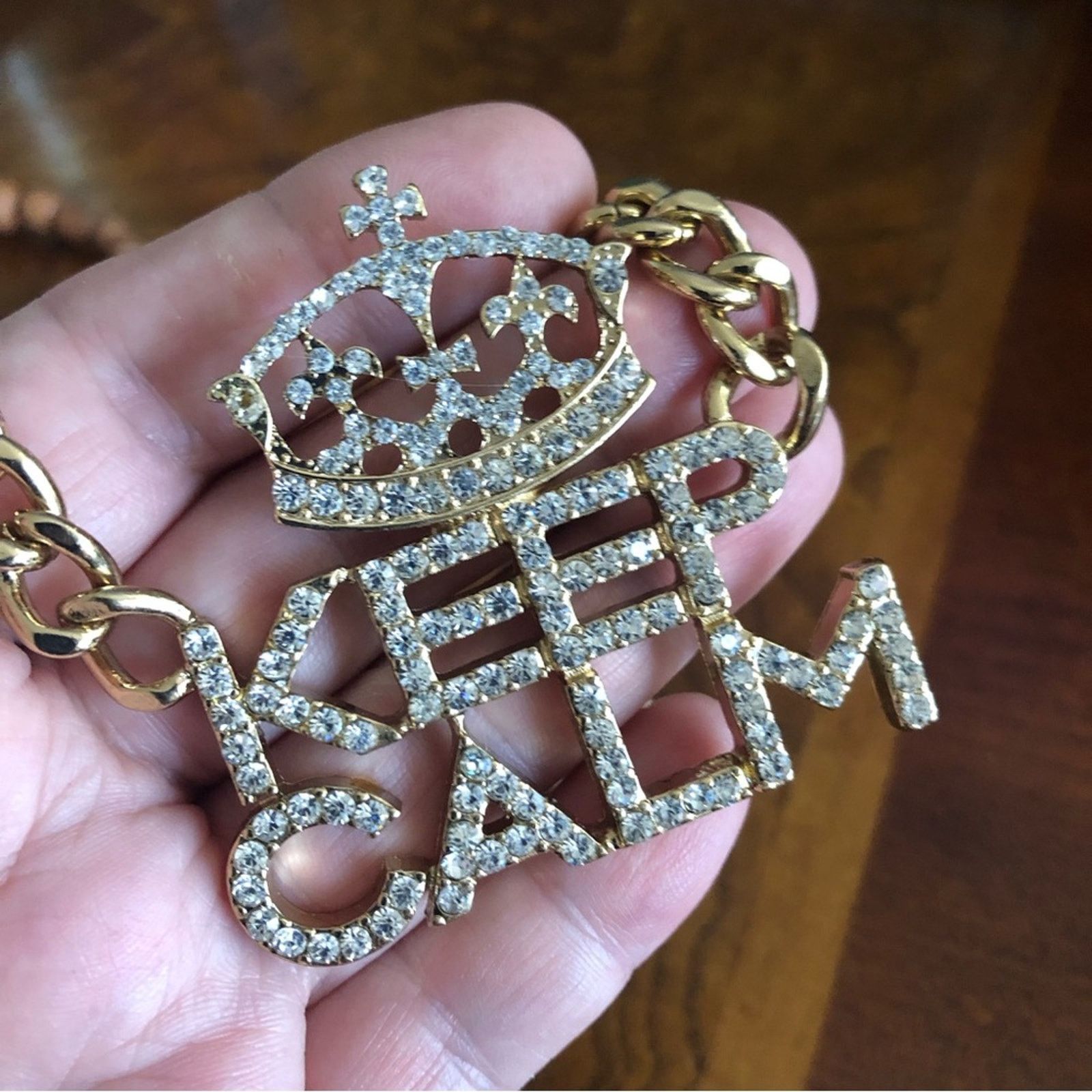 Jewelry Bling bold clear rhinestone “KEEP CALM” chain link necklace Size ONE SIZE - 10 Thumbnail