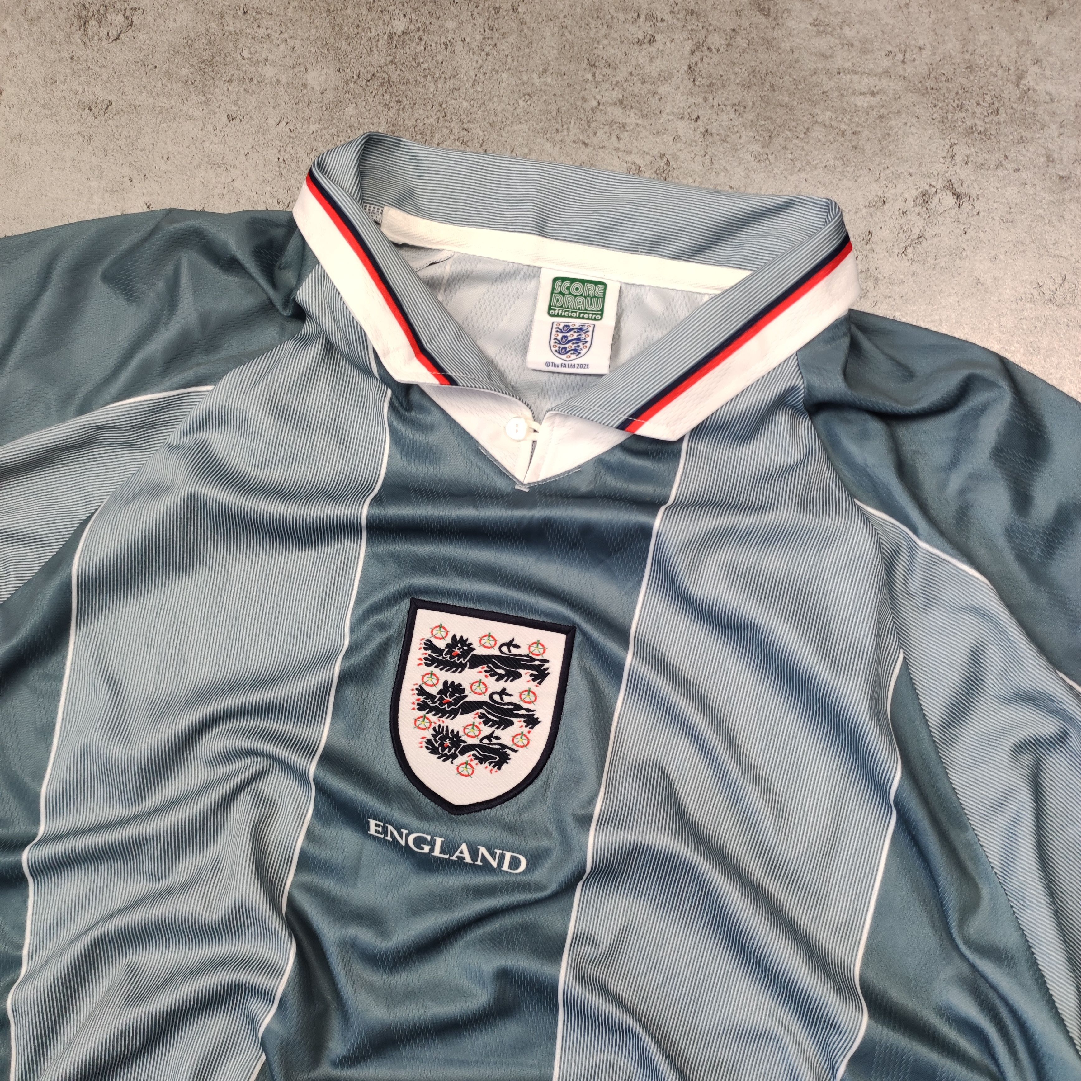 Vintage RARE Score Draw 1996 England Football National Team Jersey Size US XL / EU 56 / 4 - 4 Thumbnail