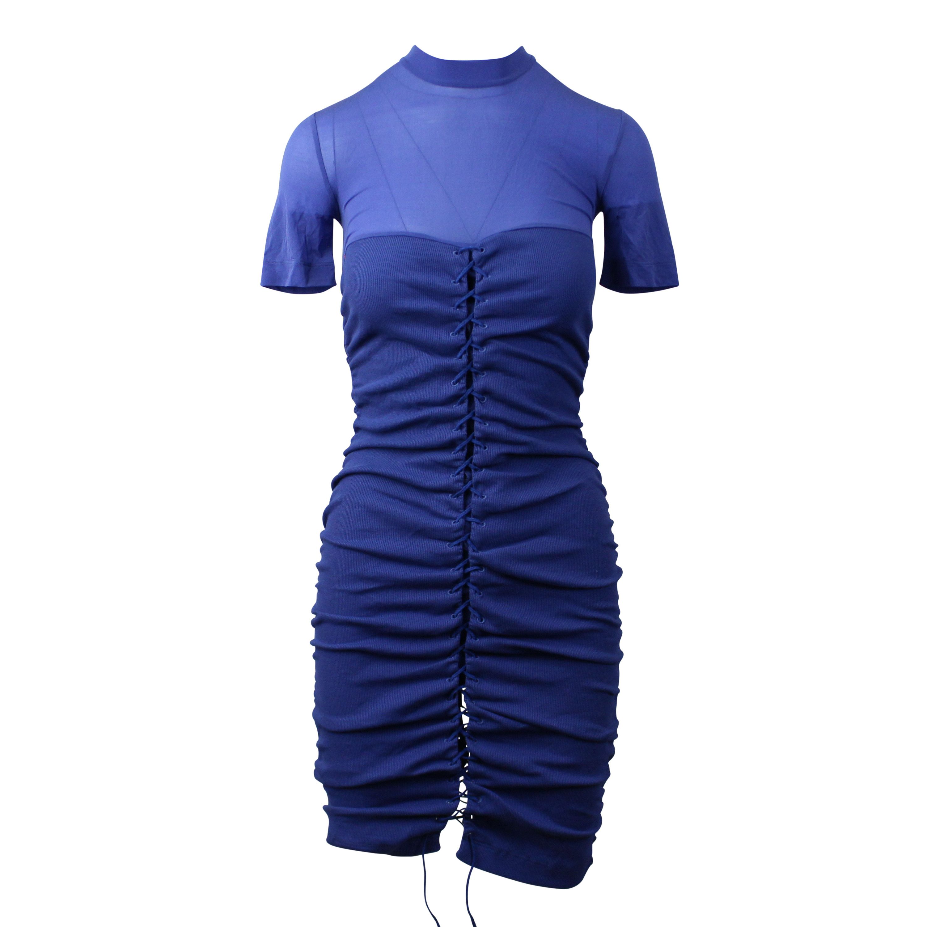 image of Unravel Project Blue Rib Hybrid Dress Size Xs, Women's