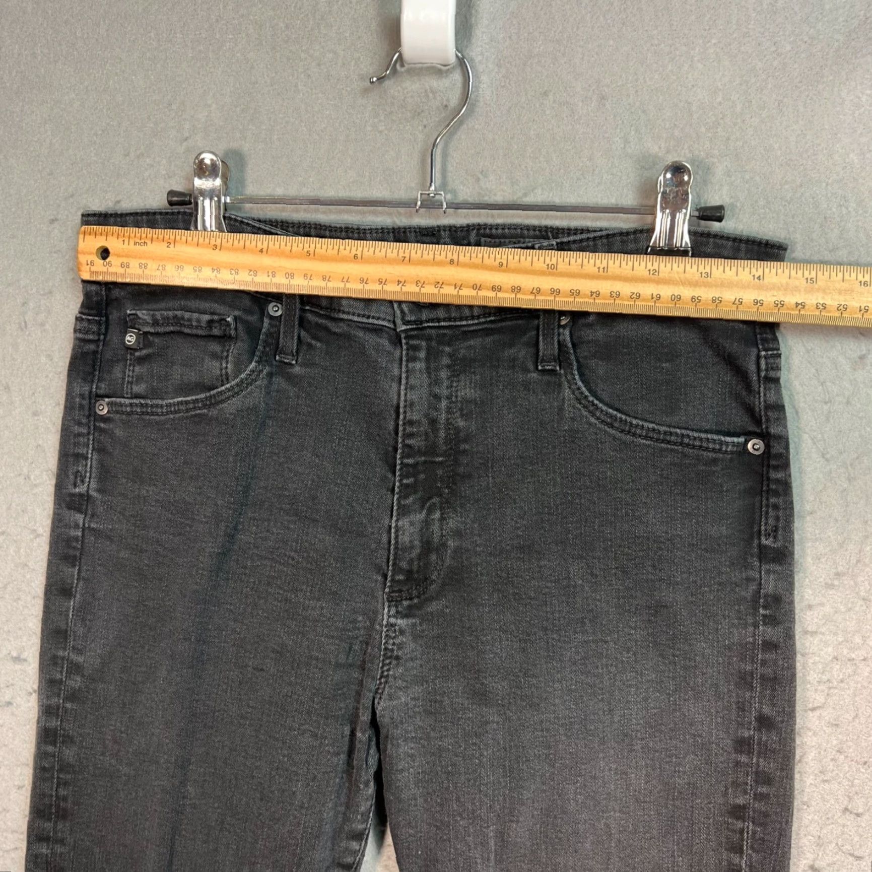 Farah AG Adriano Goldschmied The Farrah Skinny Ankle Jeans High-Rise Raw Hem Black 29R Size 29" - 6 Thumbnail