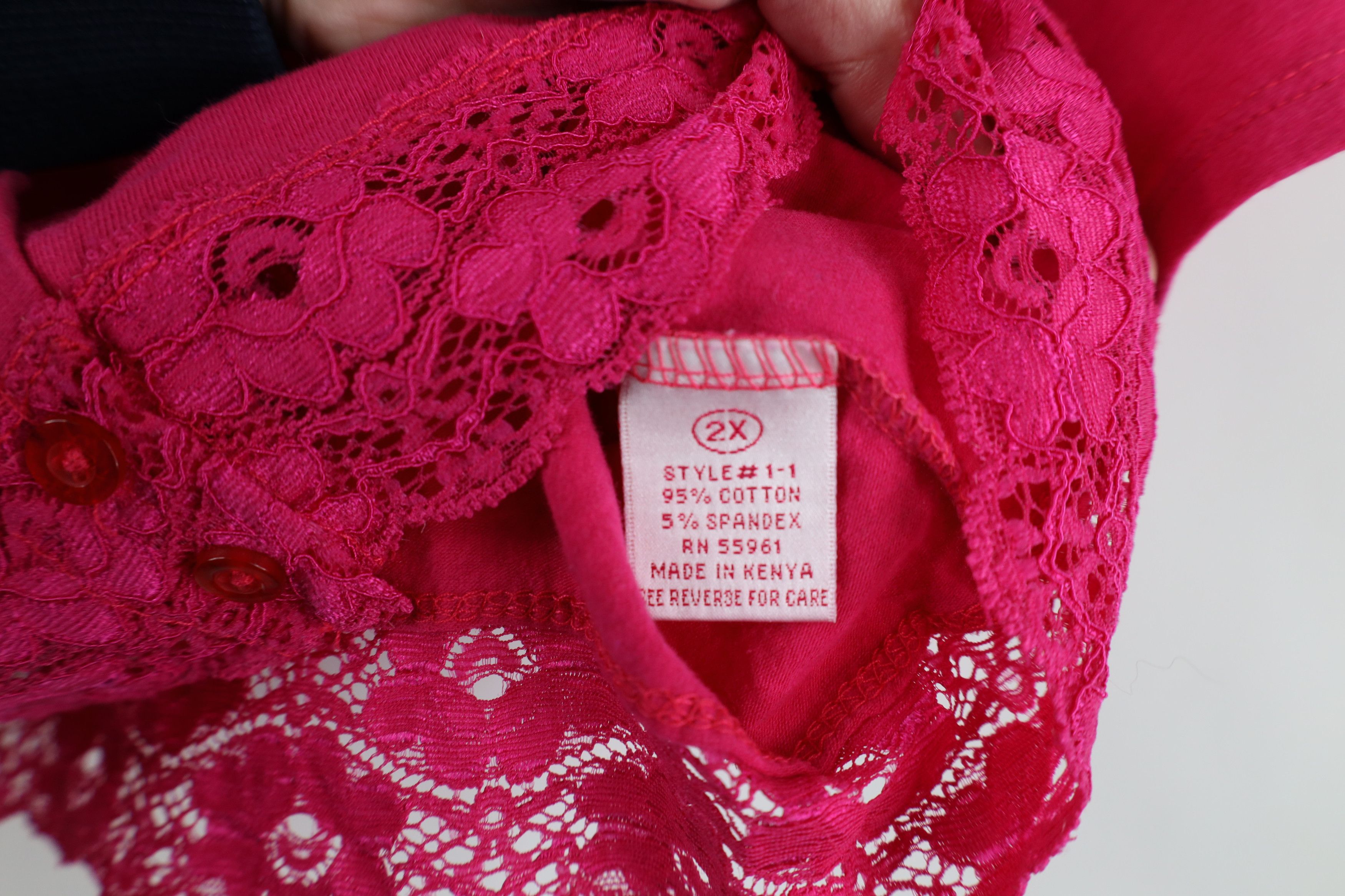 Vintage Vintage 90s Y2K Babydoll Lace Cropped Cardigan Shirt Pink Size XXL / US 16-18 / IT 52-54 - 9 Thumbnail