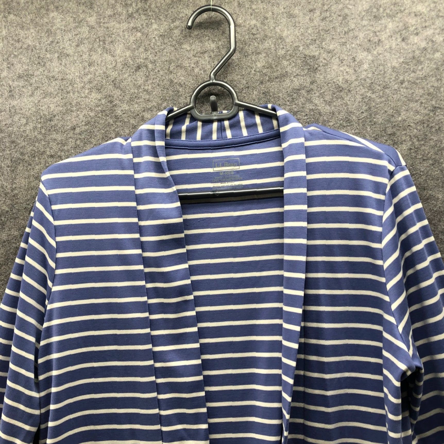 Vintage LL Bean Supima Cotton Cardigan Womens M Blue White Striped Open Front Lightweight Pockets Open Front Casual Travel All Seasons Cardigan Womens/ Girls? Size M / US 6-8 / IT 42-44 - 3 Thumbnail
