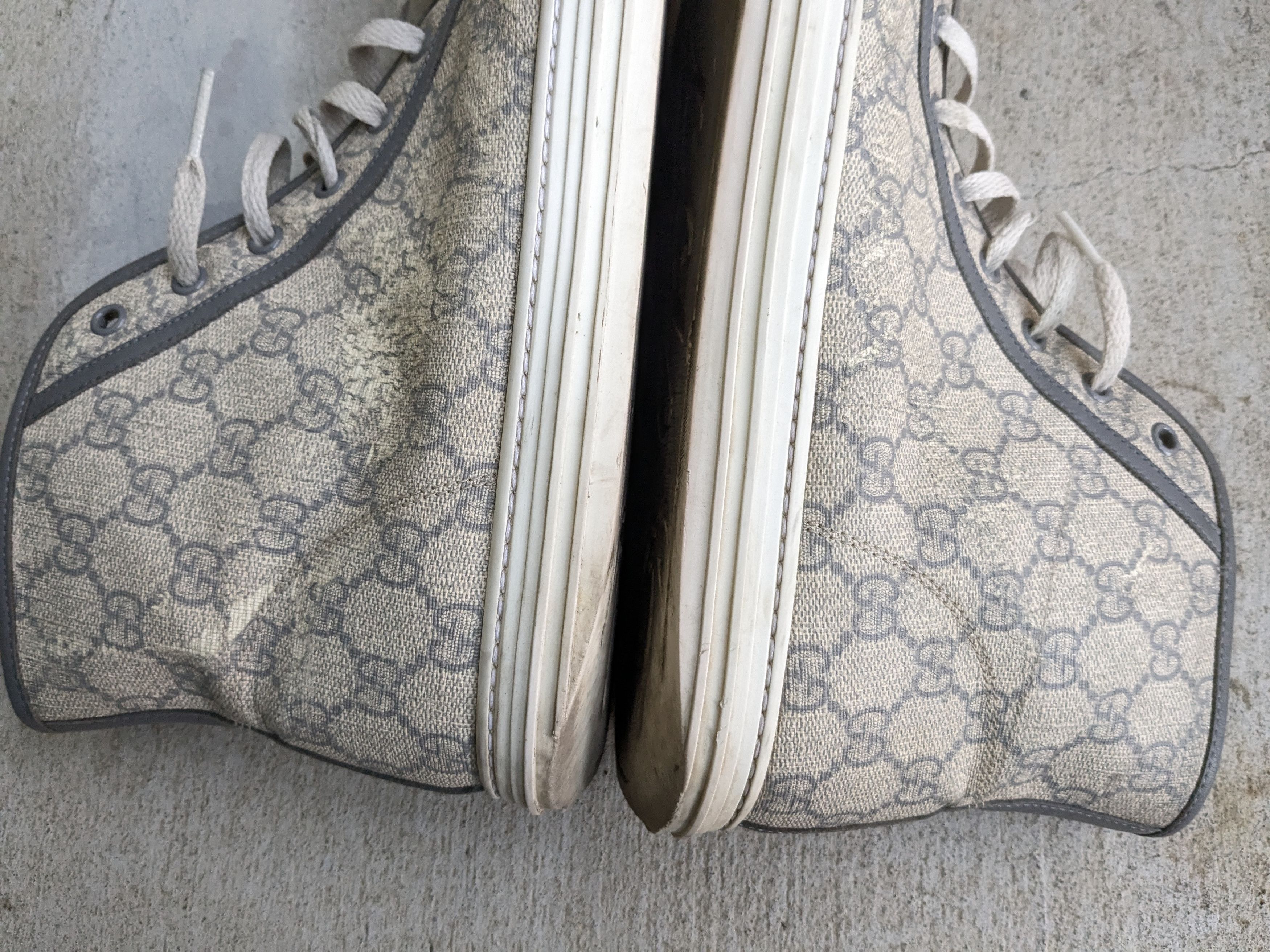 Gucci Gucci Monogram Sneakers 12.5 Canvas Gray White High Size US 12.5 / EU 45-46 - 12 Thumbnail