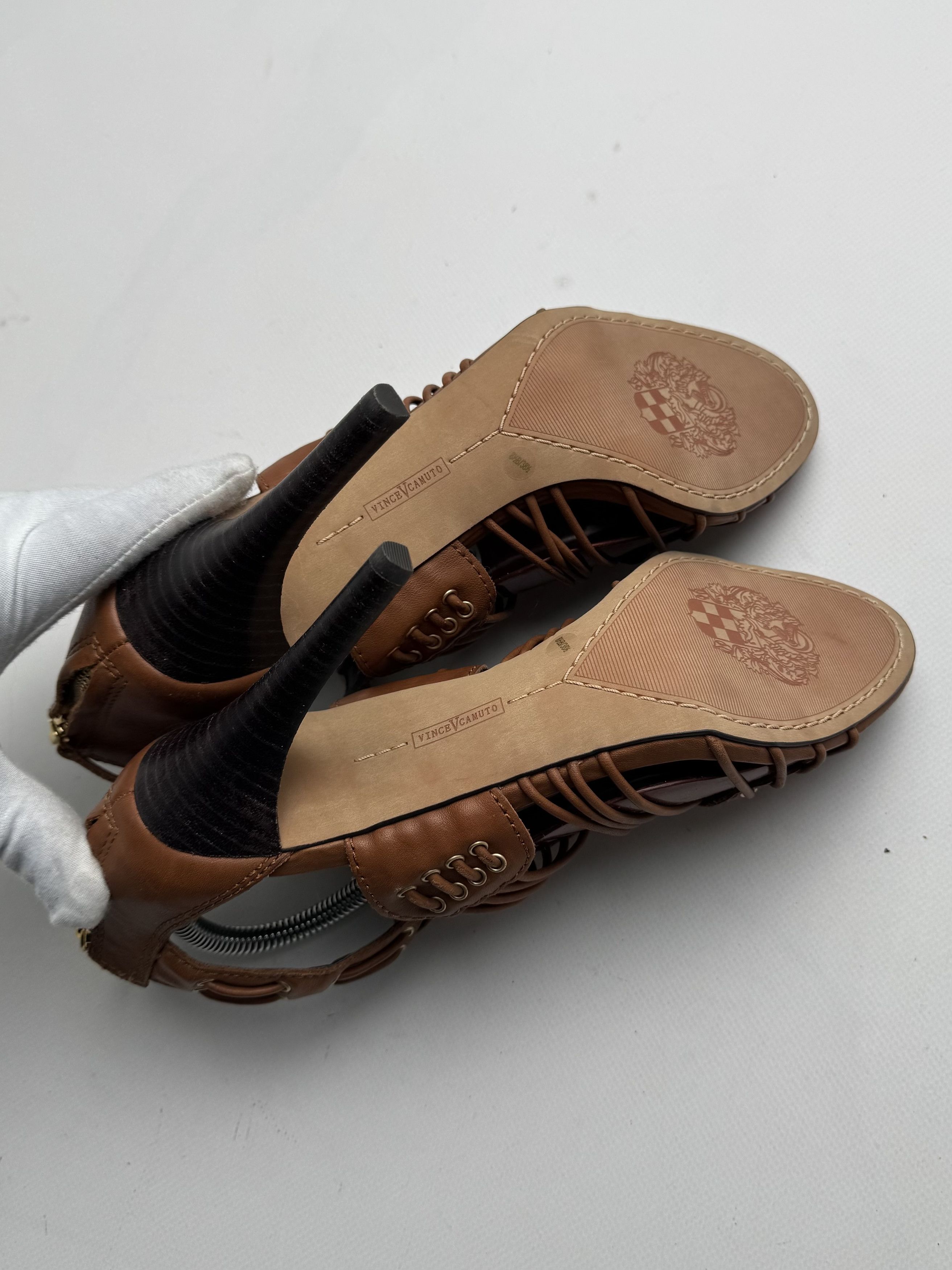 Vintage Vintage Leather Strappy Heels Lace Up High Heel Sandals E2 Size US 8.5 / IT 38.5 - 9 Thumbnail