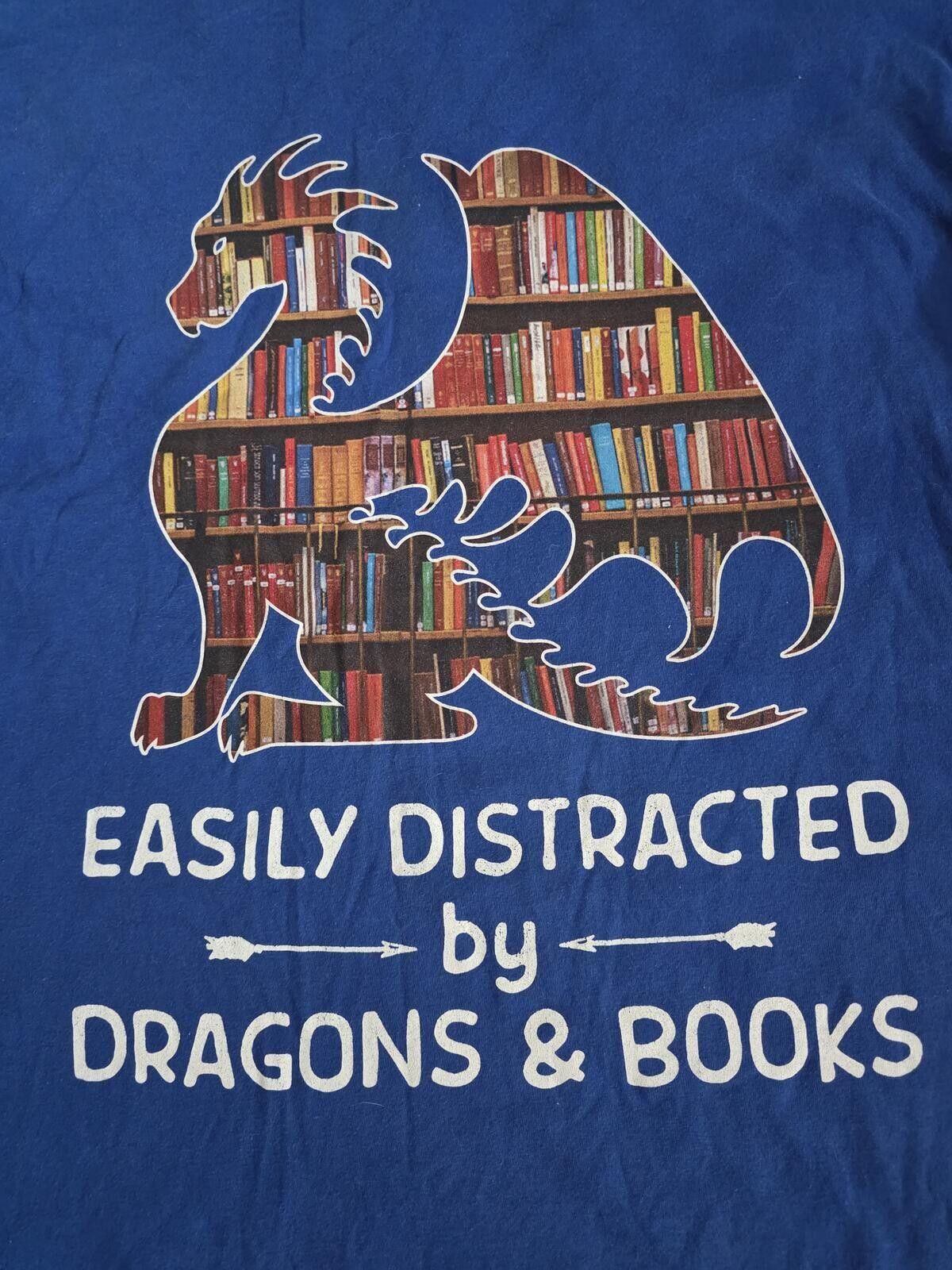 Other "Easily Distracted by Dragons & Books" T Shirt Adult XL Blue Size ONE SIZE - 4 Thumbnail