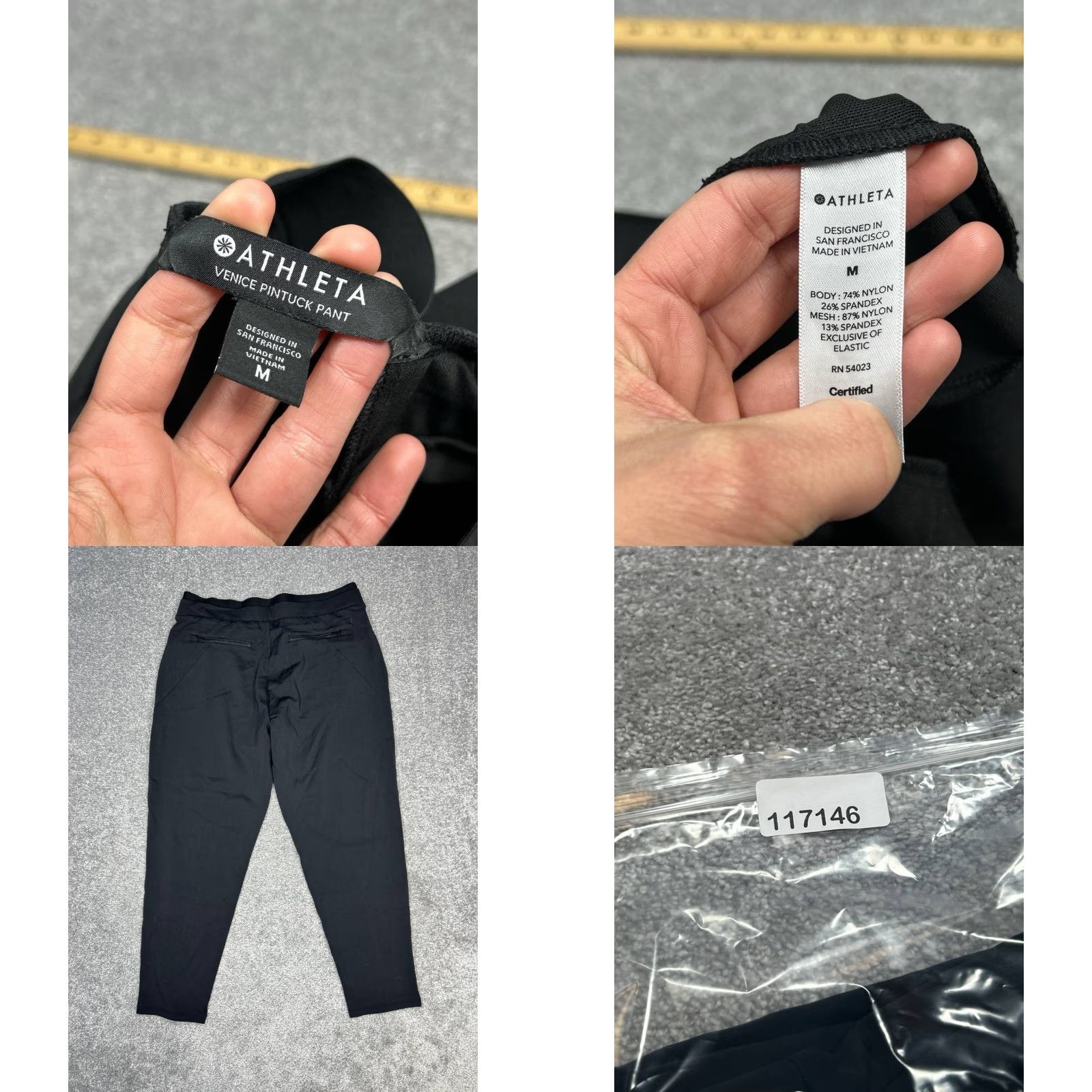 Athleta Athleta Venice Pintuck Pants Womens Medium Black Nylon High Rise Sweat Wicking Size 32" / US 10 / IT 46 - 8 Thumbnail