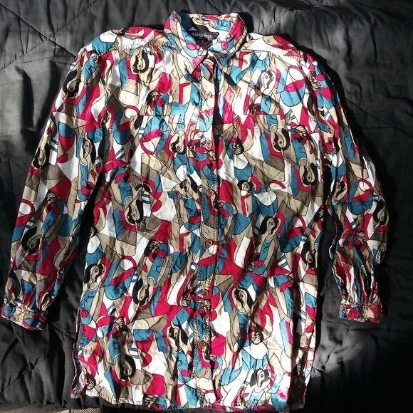 Vintage Vintage Ashleigh Morgan Cubist Geometric Button Shirt Size M / US 6-8 / IT 42-44 - 2 Thumbnail