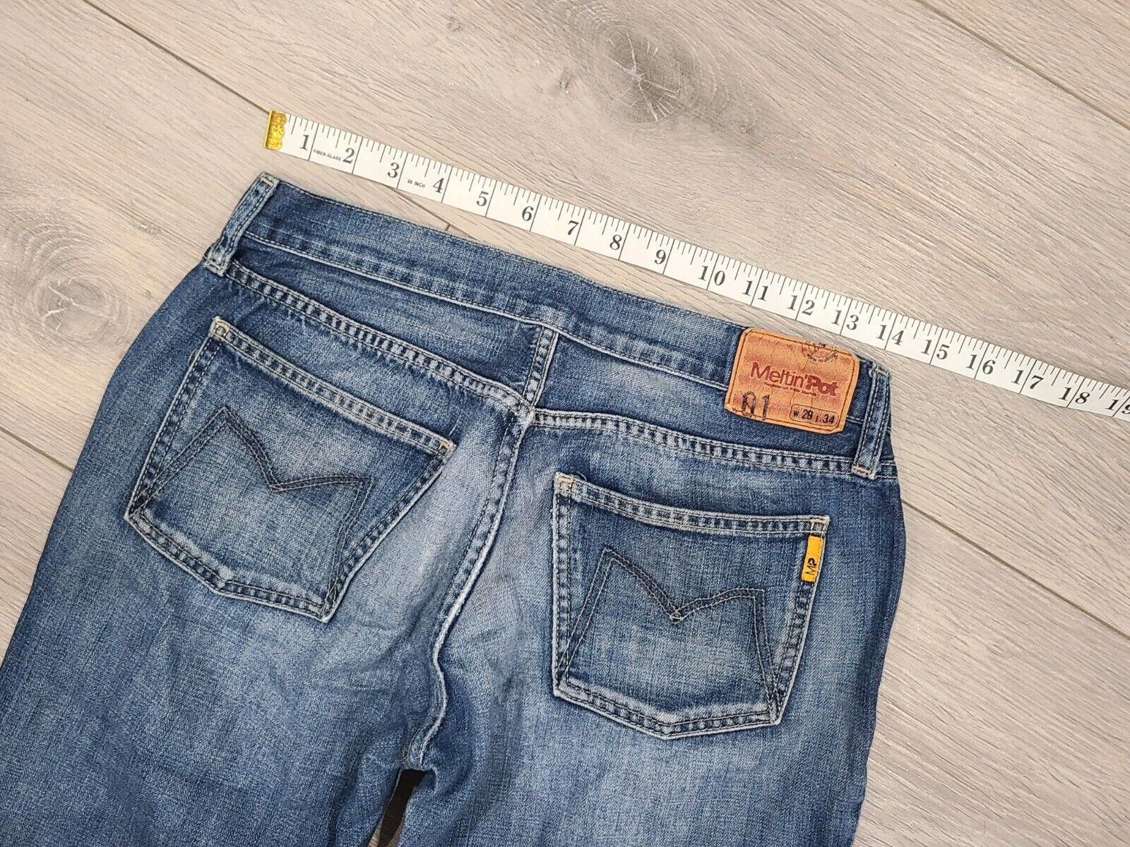 Designer Meltin Pot Jeans Size 29 New Bell Medium Wash School 8 Size 29" - 6 Thumbnail