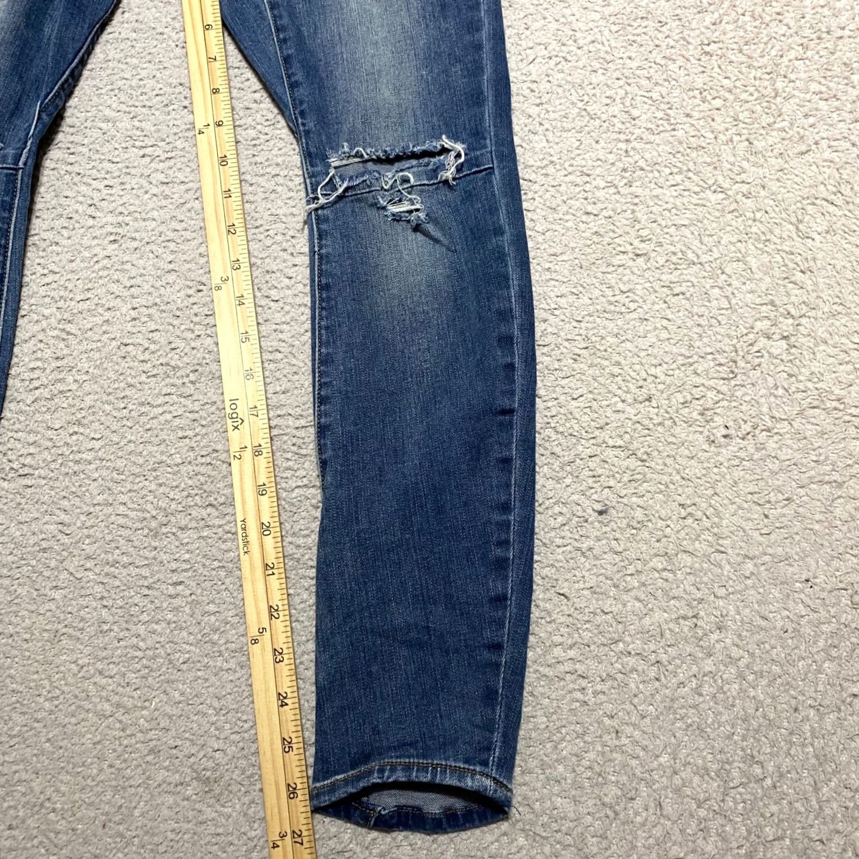 Vintage One Teaspoon Jeans Womens 25 Blue Denim Distressed Eagle Skinny Jeans Size 42" / US 20 - 6 Thumbnail