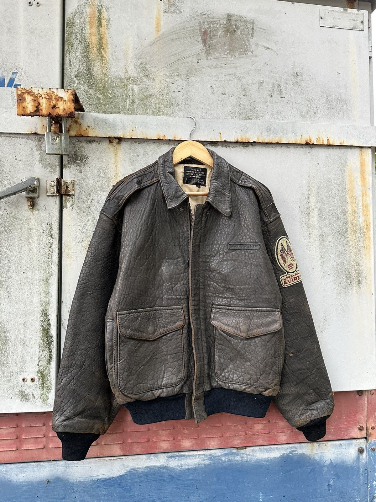 Avirex 🪖Vintage THRASHED A-2 Avirex Leather Aviator Bomber Jacket Size US M / EU 48-50 / 2 - 5 Thumbnail
