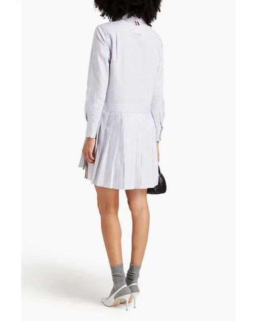 Thom Browne o1s22i1n0924 Striped Oxford Shirt Dress in White & Grey Size S / US 4 / IT 40 - 3 Thumbnail