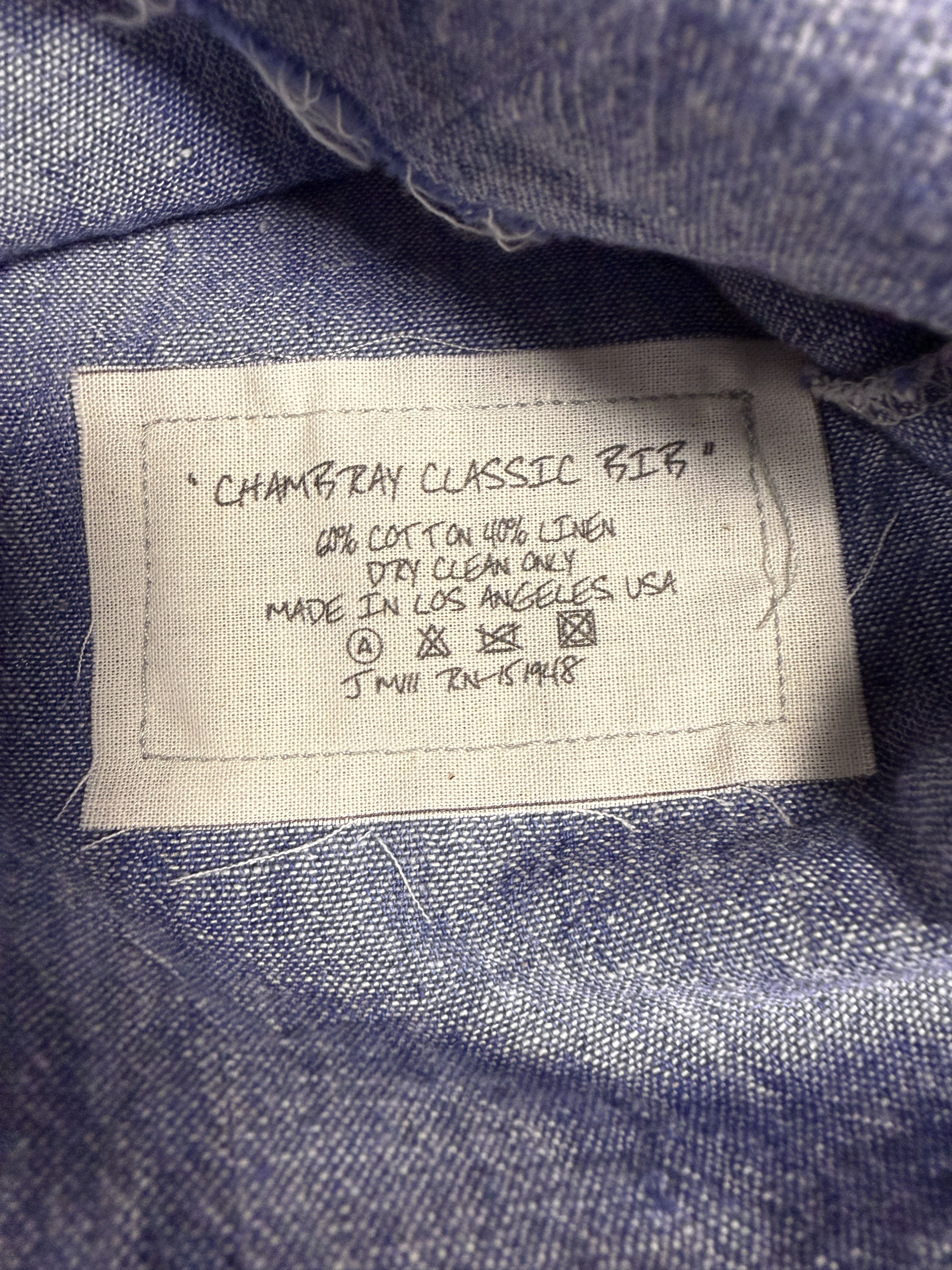 Greg Lauren $950 Greg Lauren Chambray Classic Bib studio shirt Size US L / EU 52-54 / 3 - 5 Thumbnail