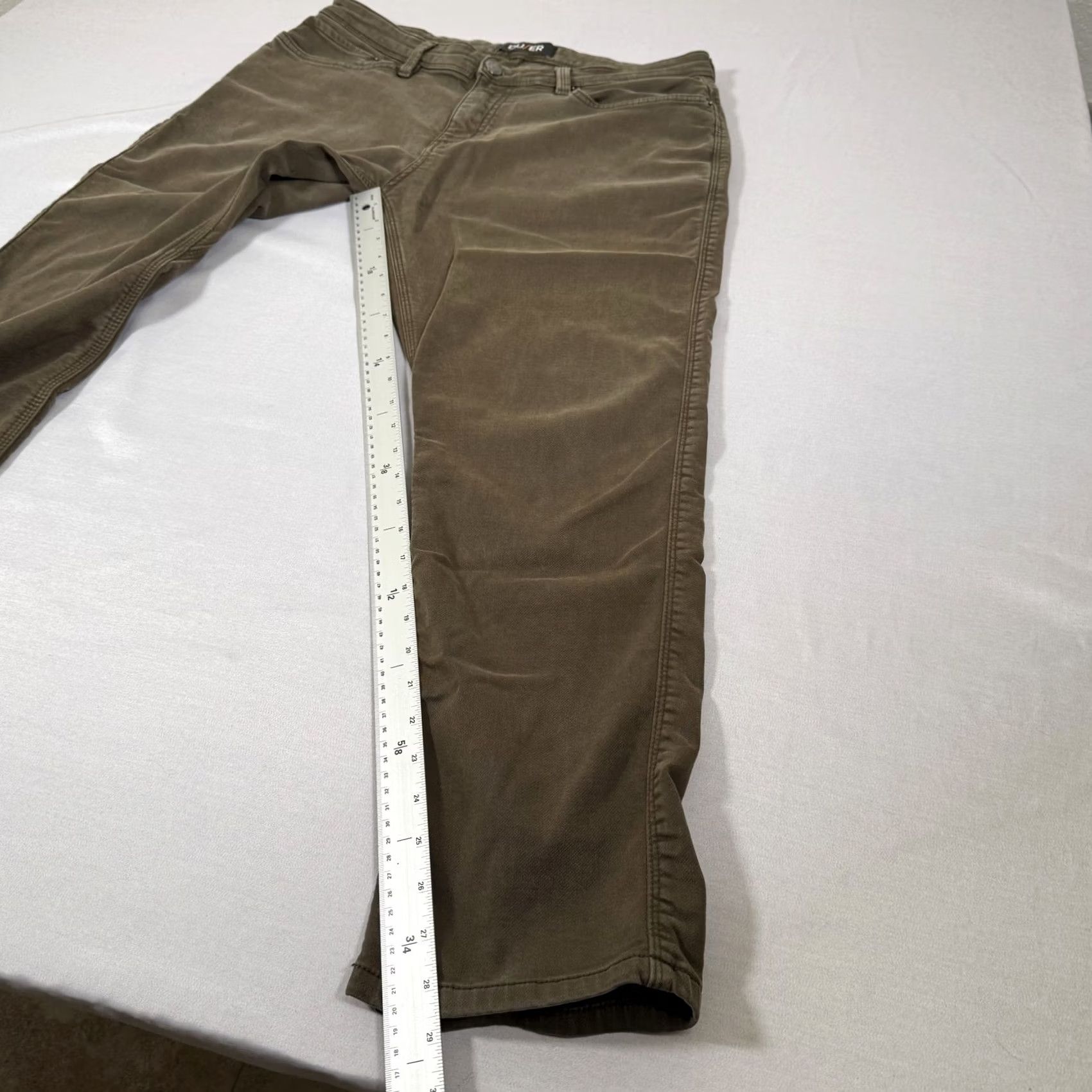 Vintage DU/ER Slim Fit Chino Pants 5-Pocket Casual Travel Green 36x30 Mens Tapered Denim Pattern Solid Zip Fly Front Flat Front Stretch Size US 36 / EU 52 - 3 Thumbnail