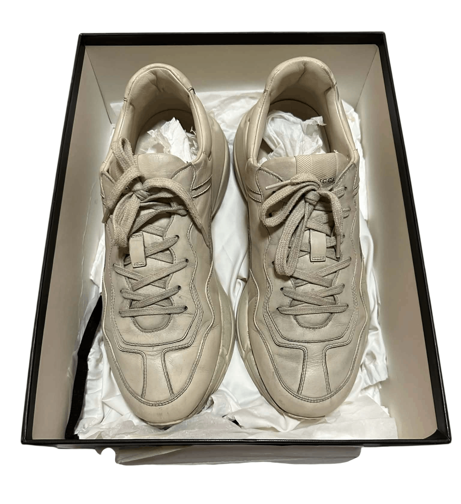 Gucci Gucci Rhyton Sneakers Ivory Distressed Leather Size US 12.5 / EU 45-46 - 1 Thumbnail