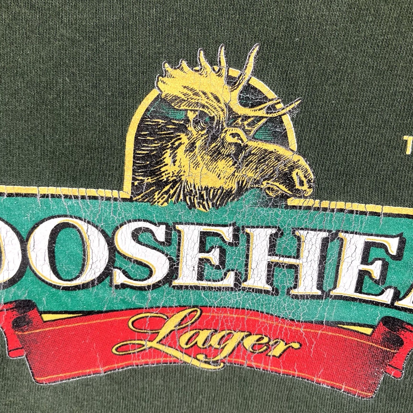 Gildan VINTAGE Moosehead Lager T Shirt Mens M Heavyweight Cotton Forrest Green Logo 90s Grunge Outdoor Adventure Time Theme Shirts Womens Mens Boys Girls Size US M / EU 48-50 / 2 - 5 Thumbnail
