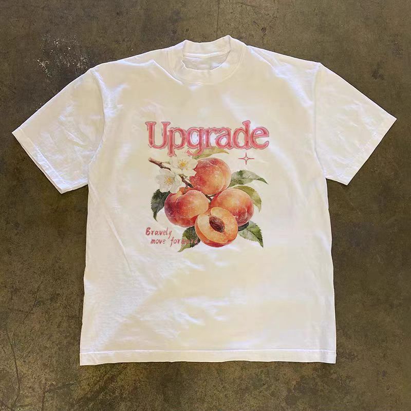 Vintage White Washed Vintage Peach Print T-Shirt Size US M / EU 48-50 / 2 - 1 Thumbnail