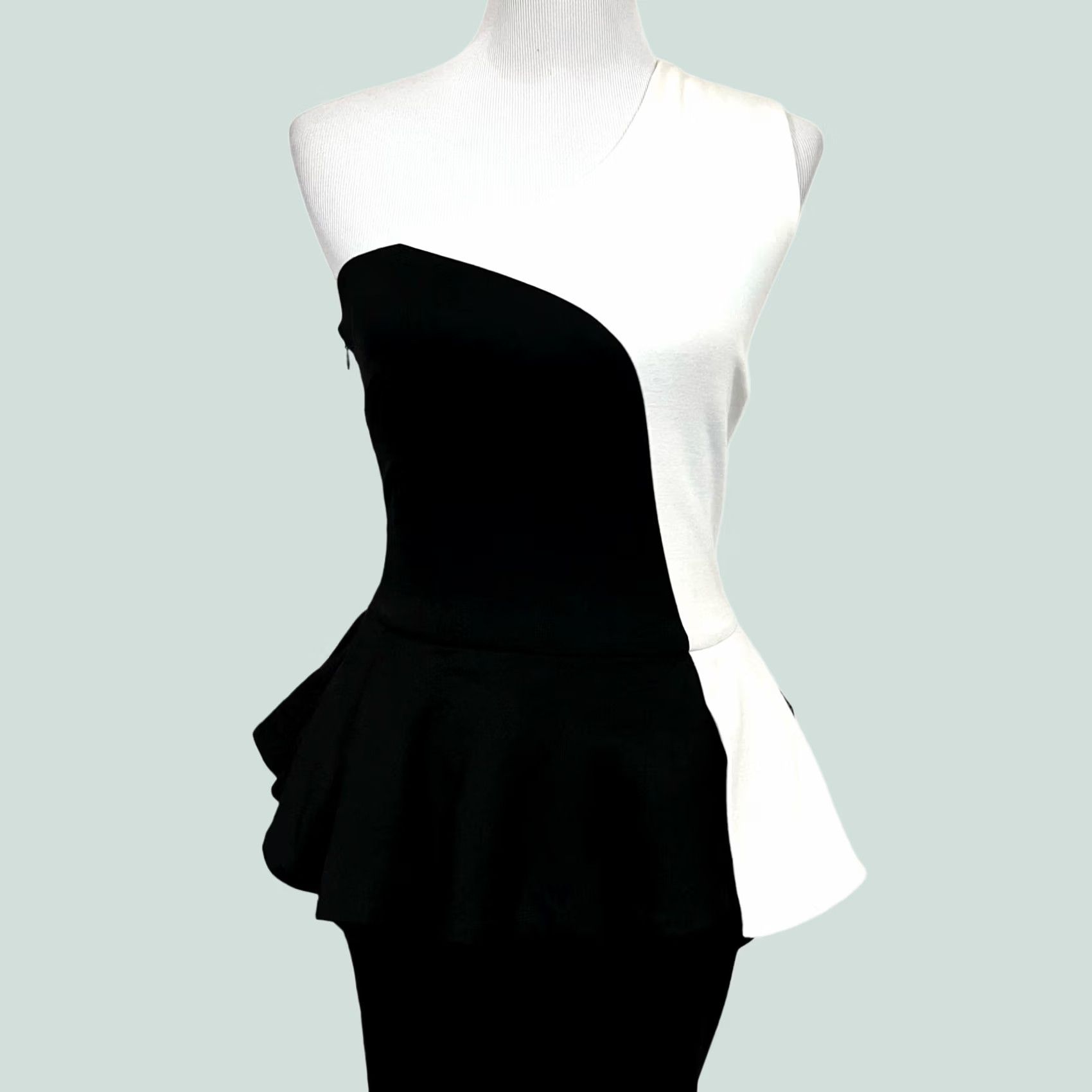 Vintage VINTAGE Torn by Ronny Kobo One Shoulder Dress Black White Knit S Womens Size S / US 4 / IT 40 - 1 Thumbnail