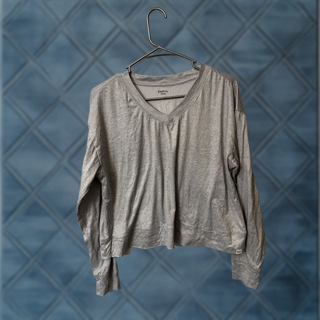 Gap Gap Body Women Long Sleeve V-Neck Pullover Shirt Gray L Regular Size L / US 10 / IT 46 - 1 Thumbnail